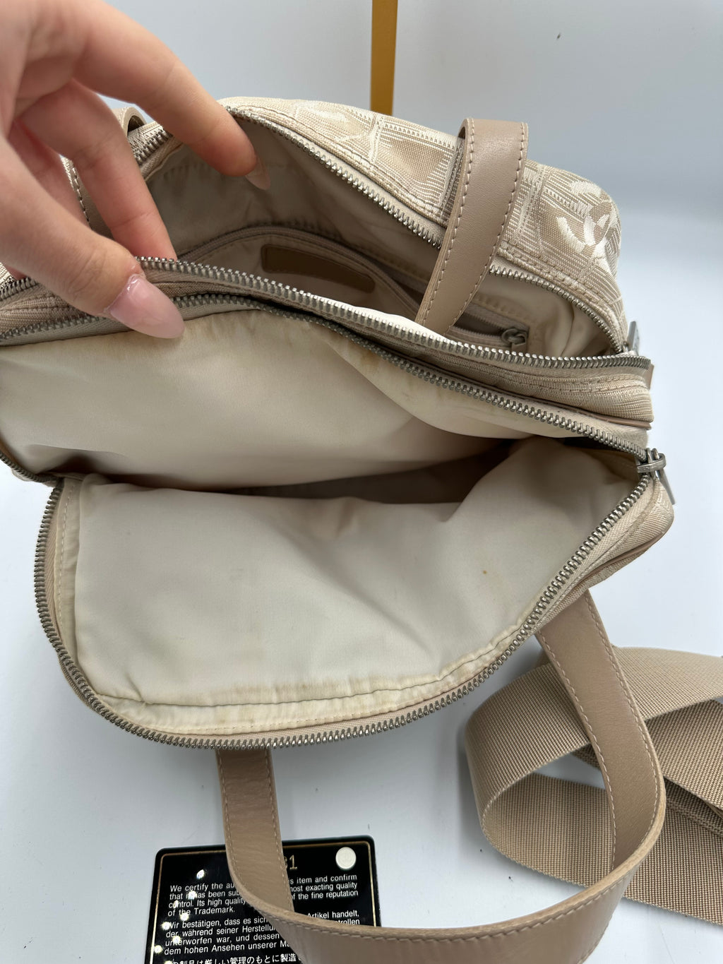 Chanel 2004 Travel Line beige handbag