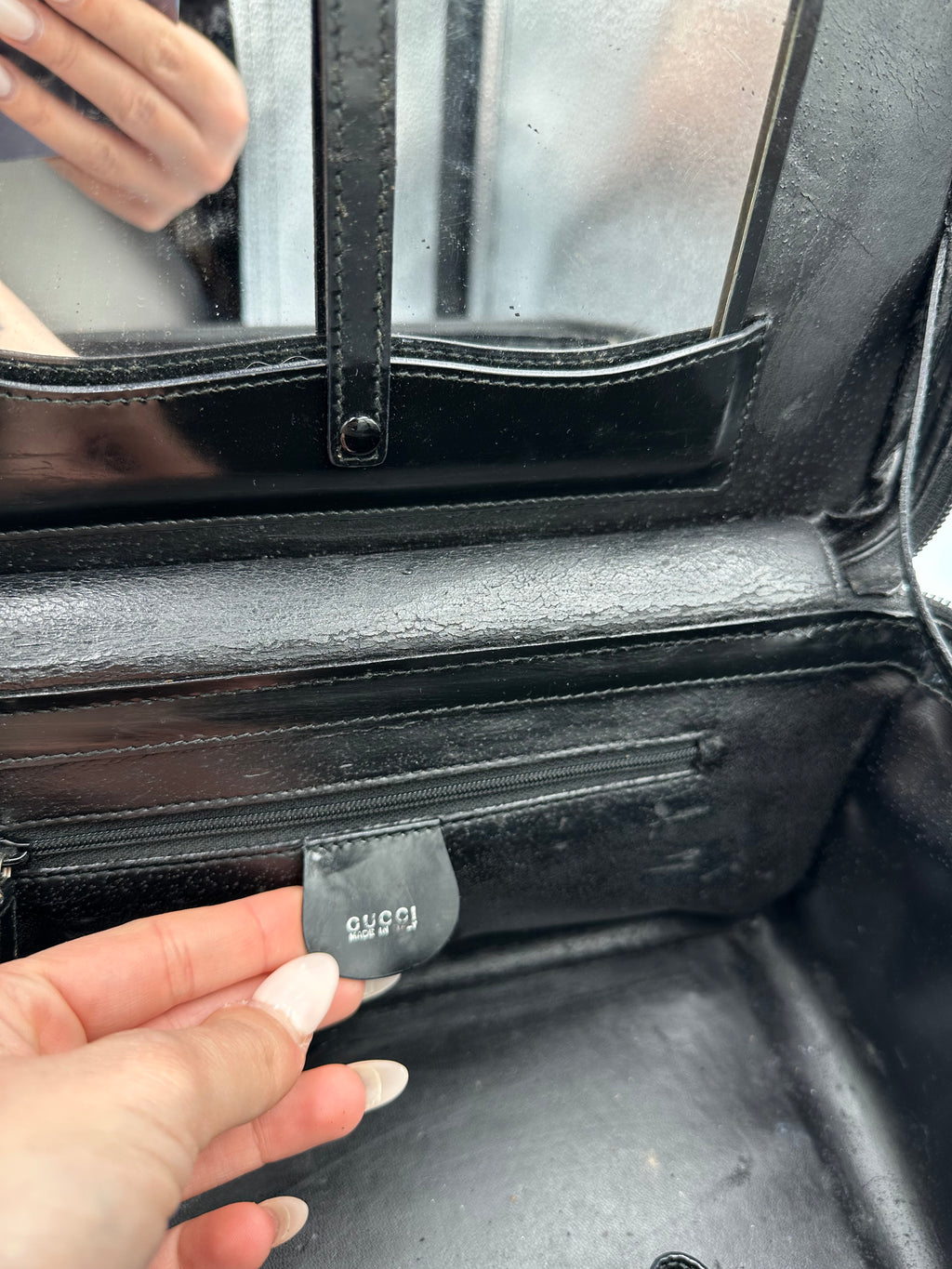 Vintage Gucci Bamboo leather vanity bag