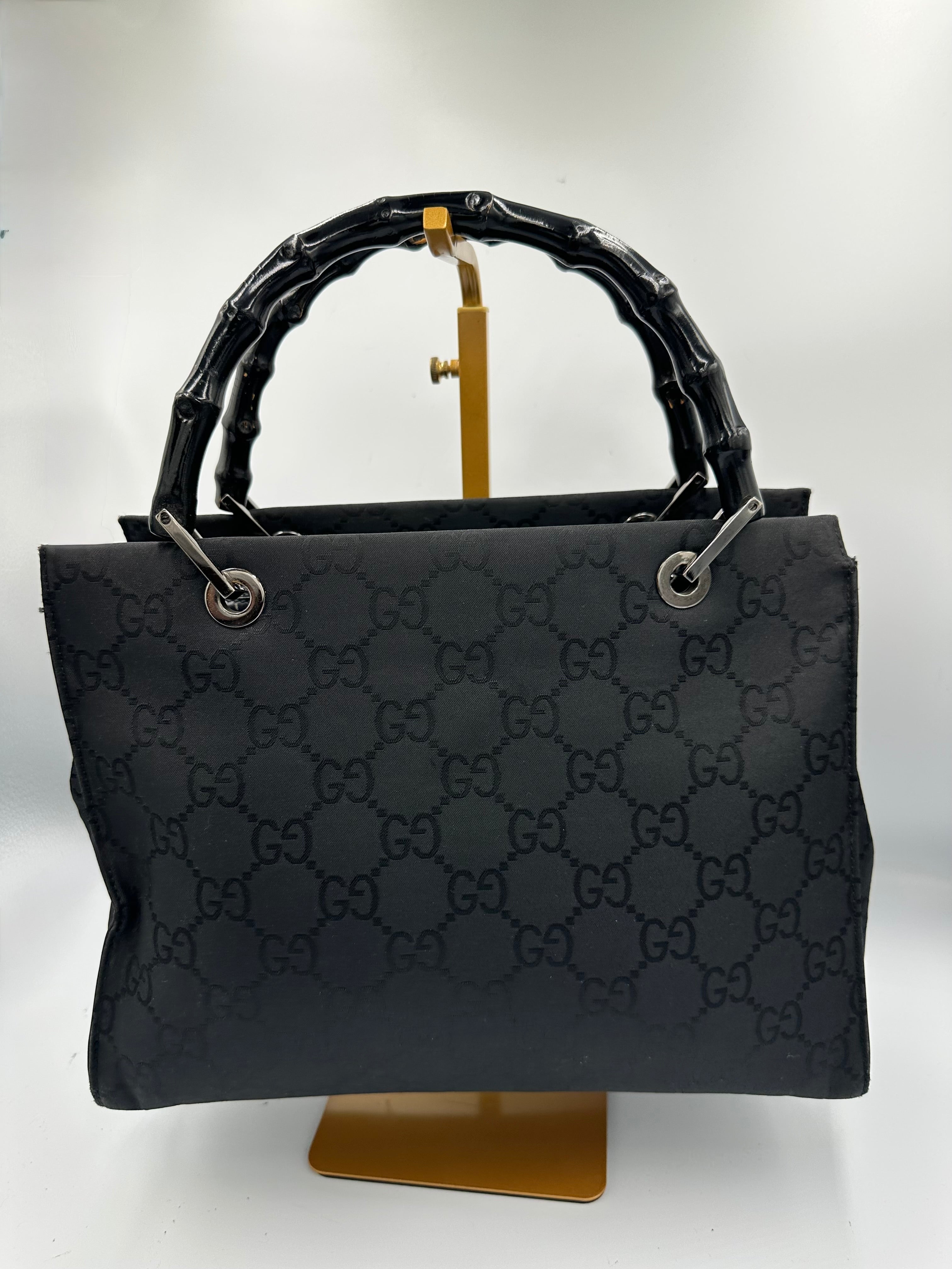Gucci Tom Ford black monogram GG bamboo handbag