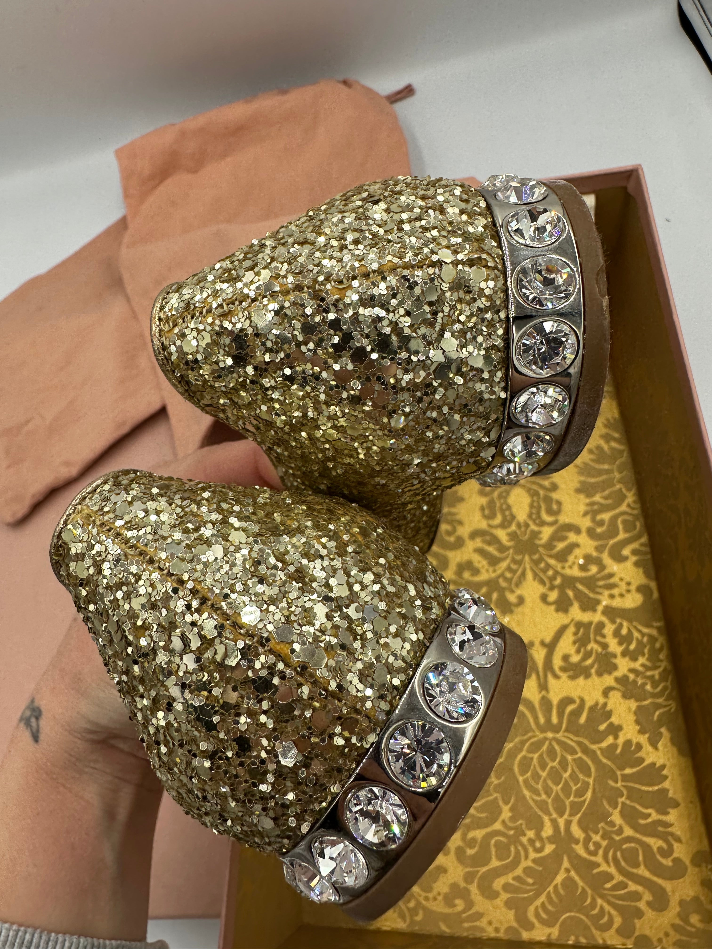 Miu Miu Glitter Pirite ballet flats