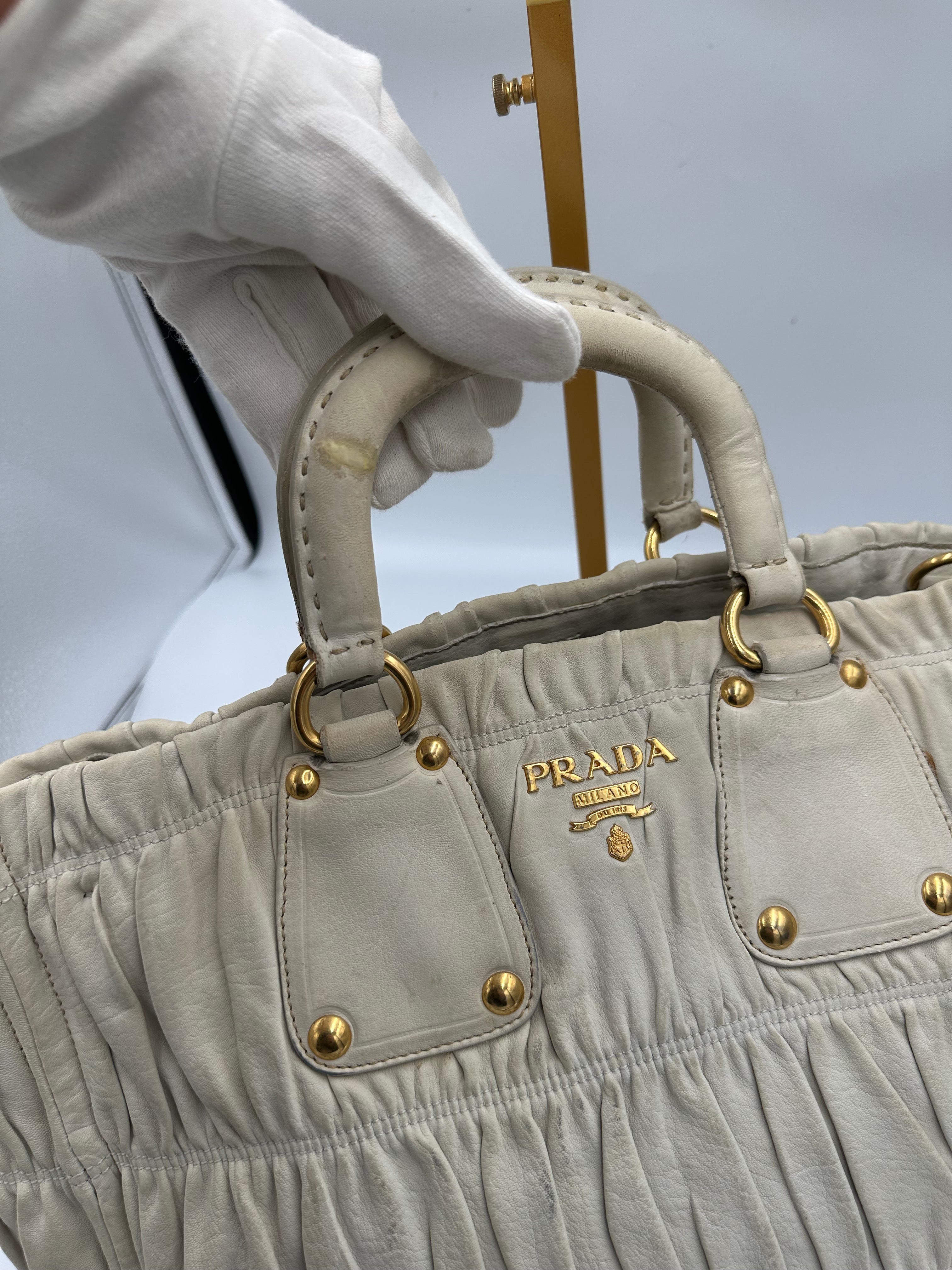 Rare Prada Gaufre gathered leather bag