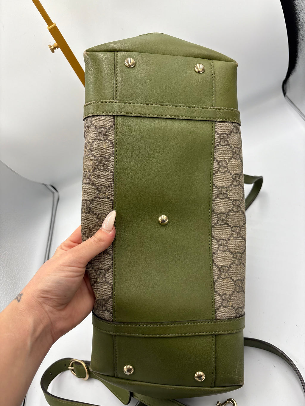 Gucci Ophidia dome top handle bag featuring monogram GG supreme canvas