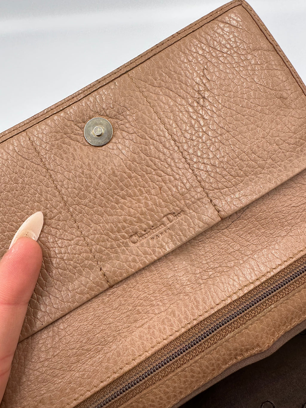 Christian Dior 80s rare beige honeycomb wallet
