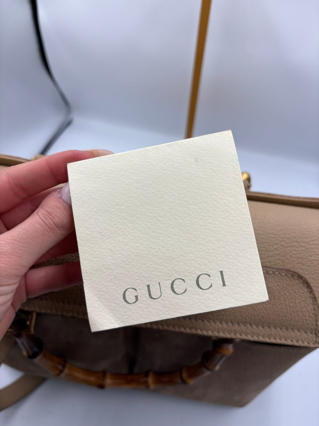 Gucci rare vintage suede Bamboo 2 way tote bag