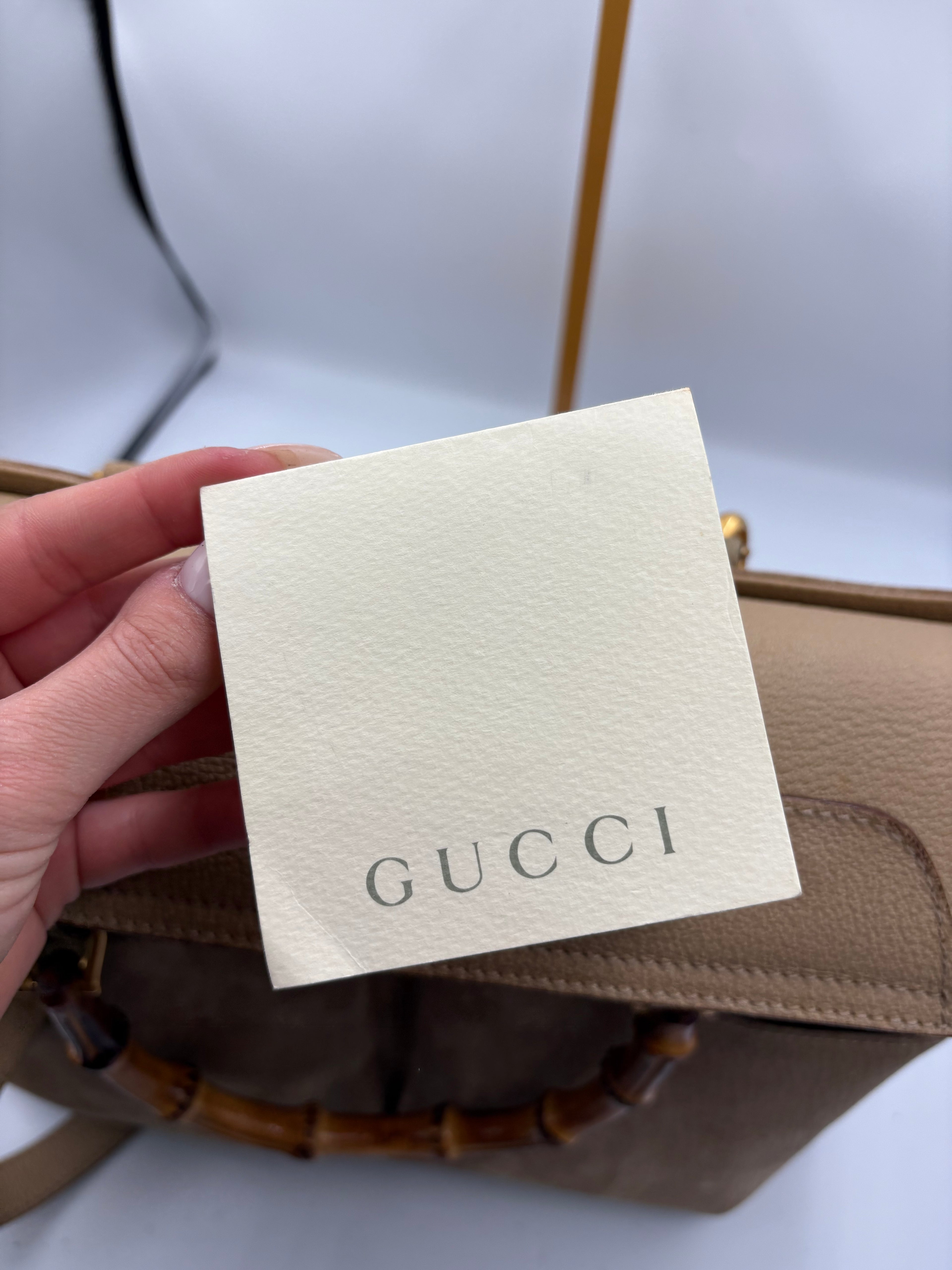 Gucci rare vintage suede Bamboo 2 way tote bag