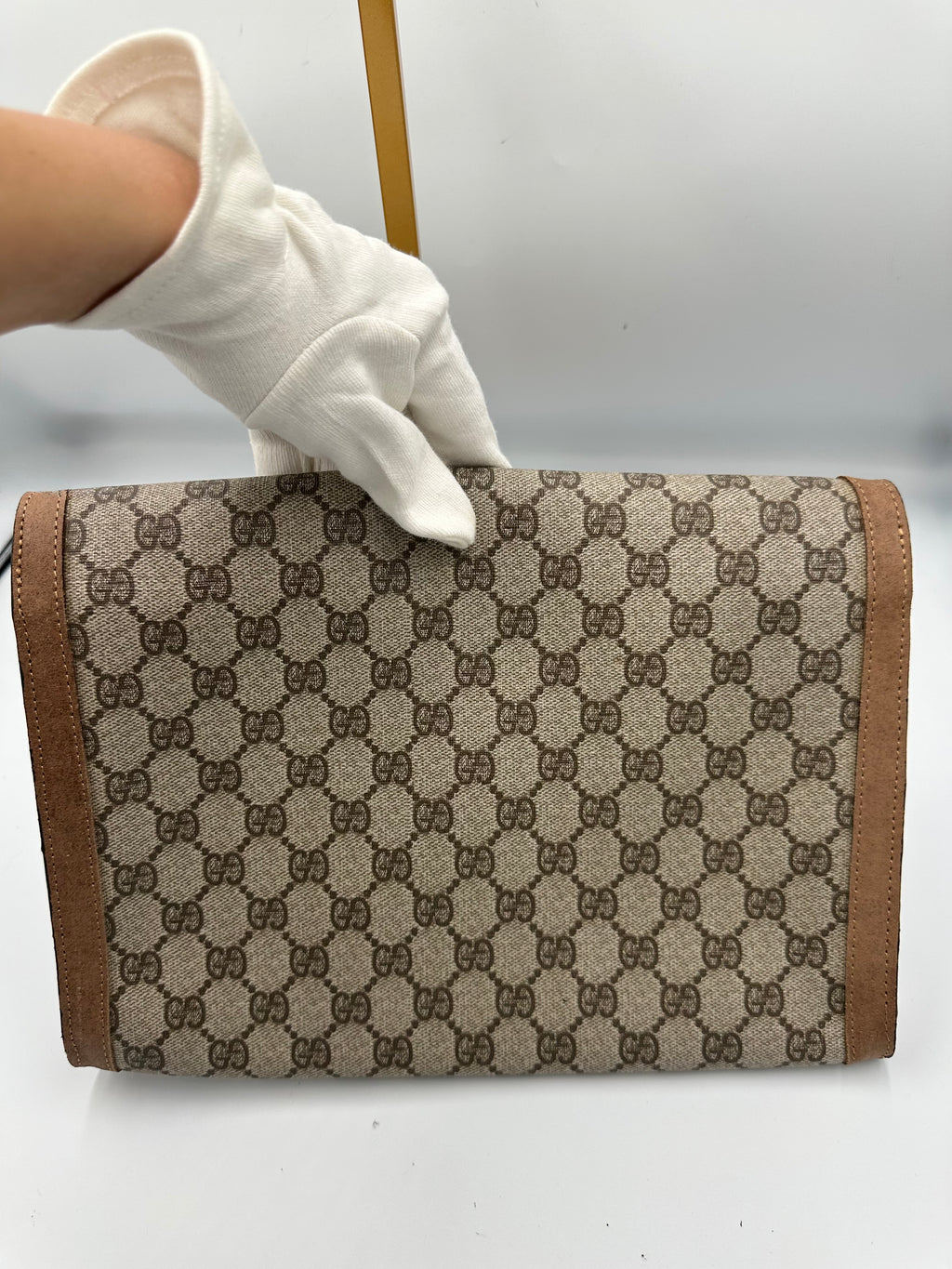 1970s Gucci brown GG leather monogram portfolio clutch bag