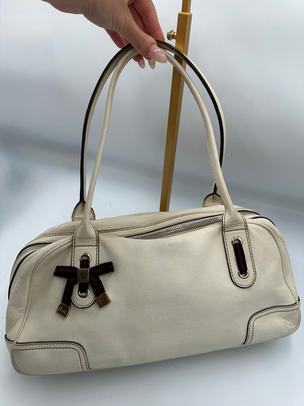 Gucci Princy Boston white leather shoulder bag
