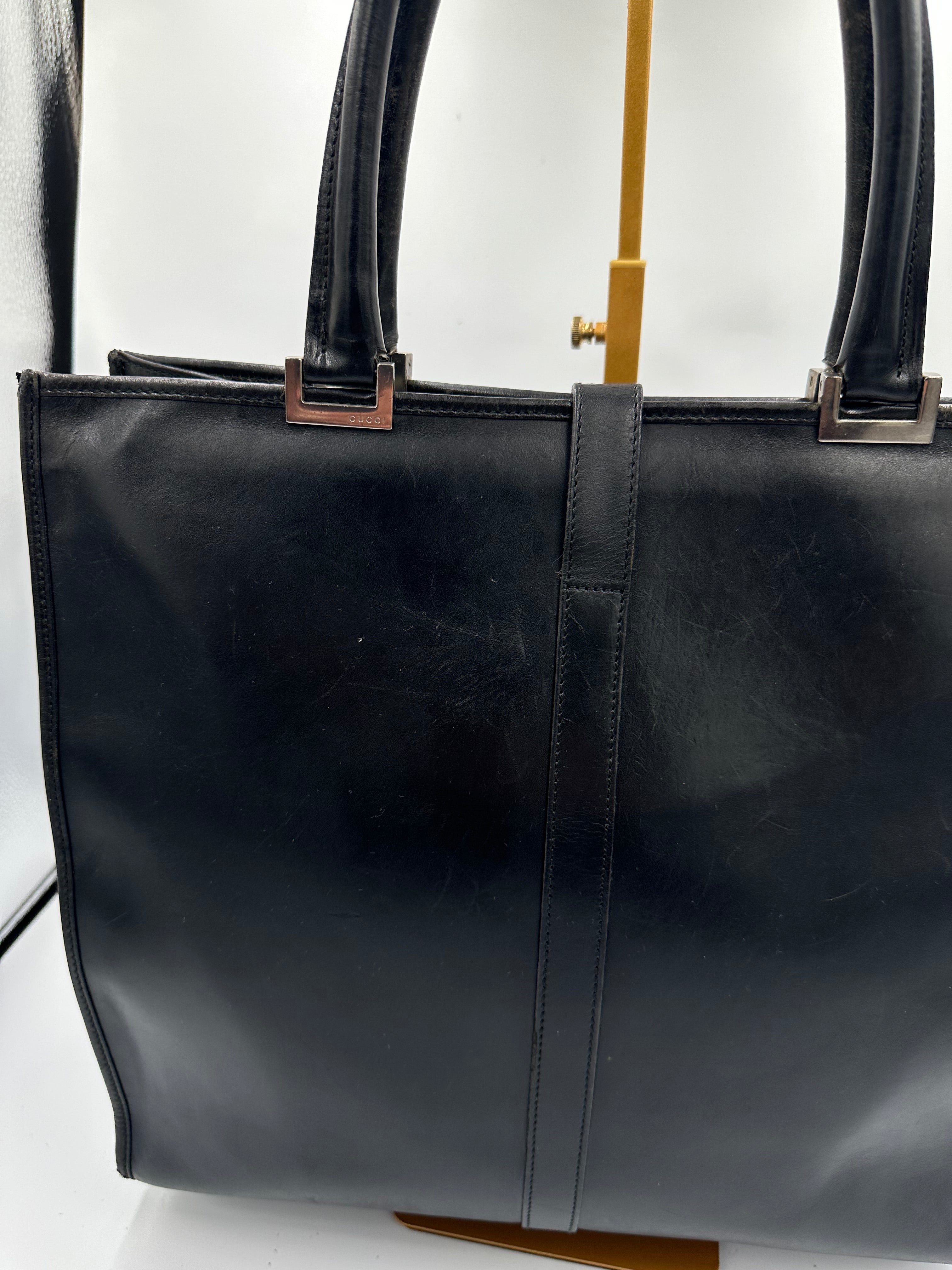 1990s Gucci leather black Jackie shoulder tote bag – Past Gems