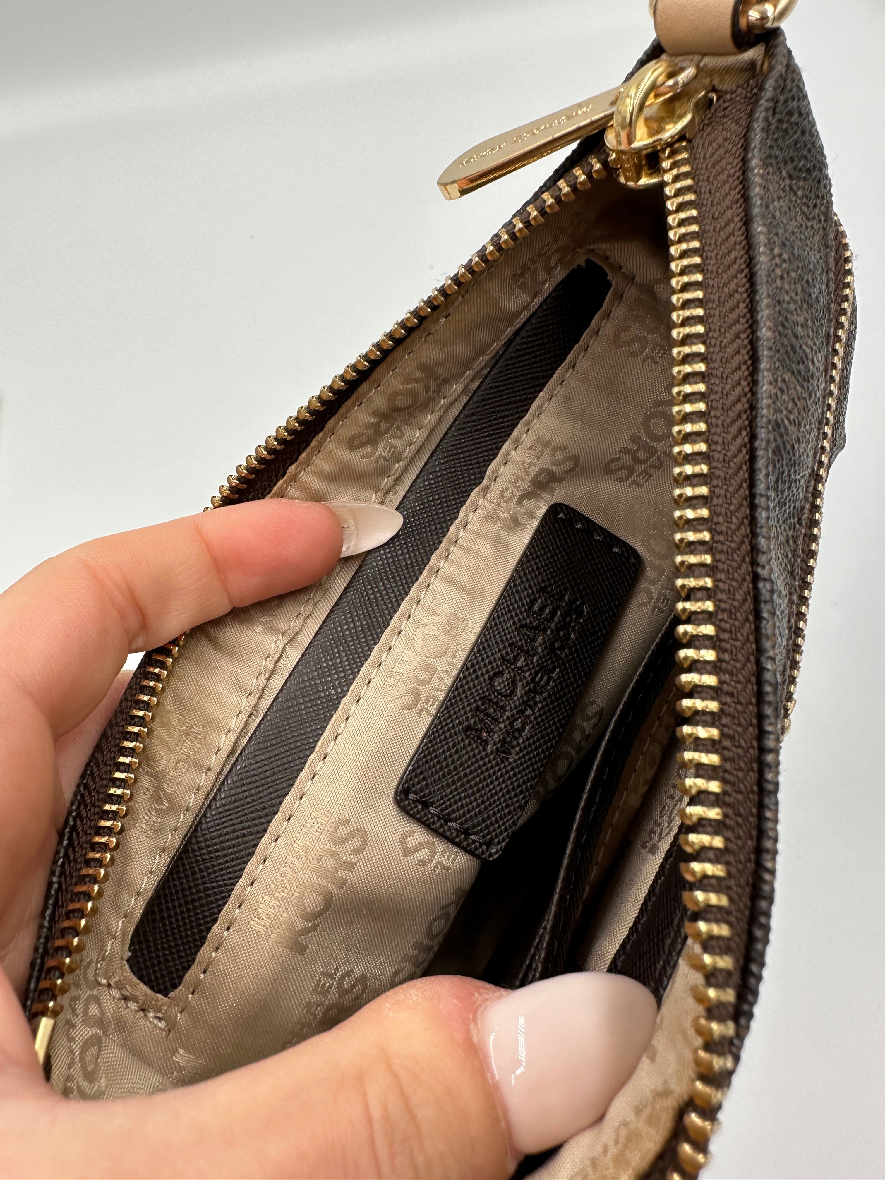 Michael Kors brown monogram shoulder bag
