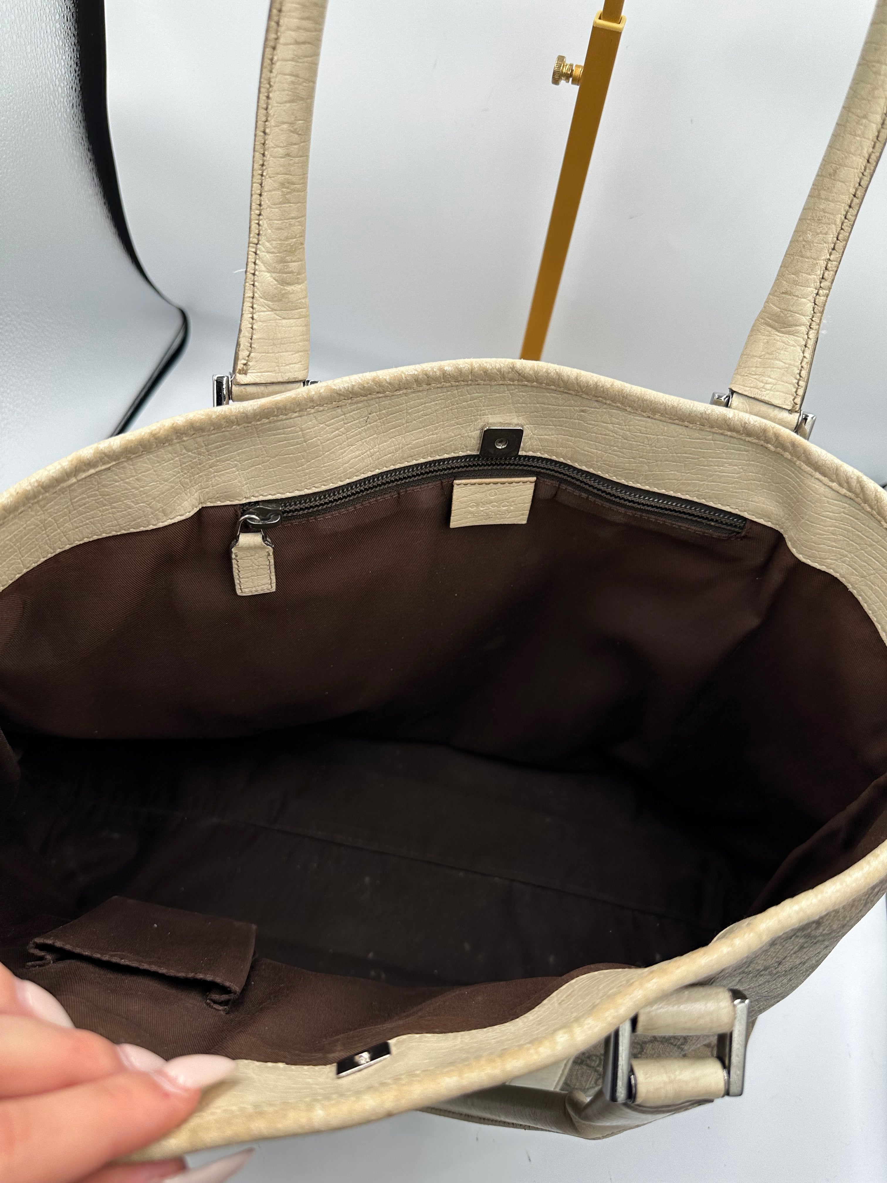 Vintage Gucci GG Supreme Joy Tote Bag in leather