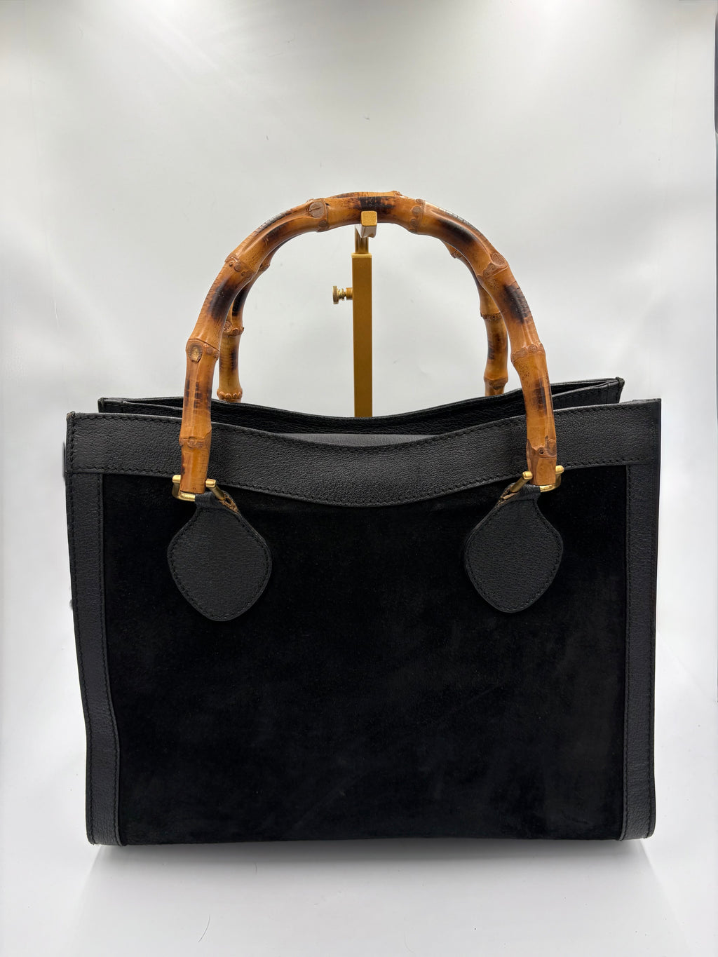 Vintage Gucci Diana Suede black bamboo handbag