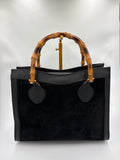 Vintage Gucci Diana Suede black bamboo handbag