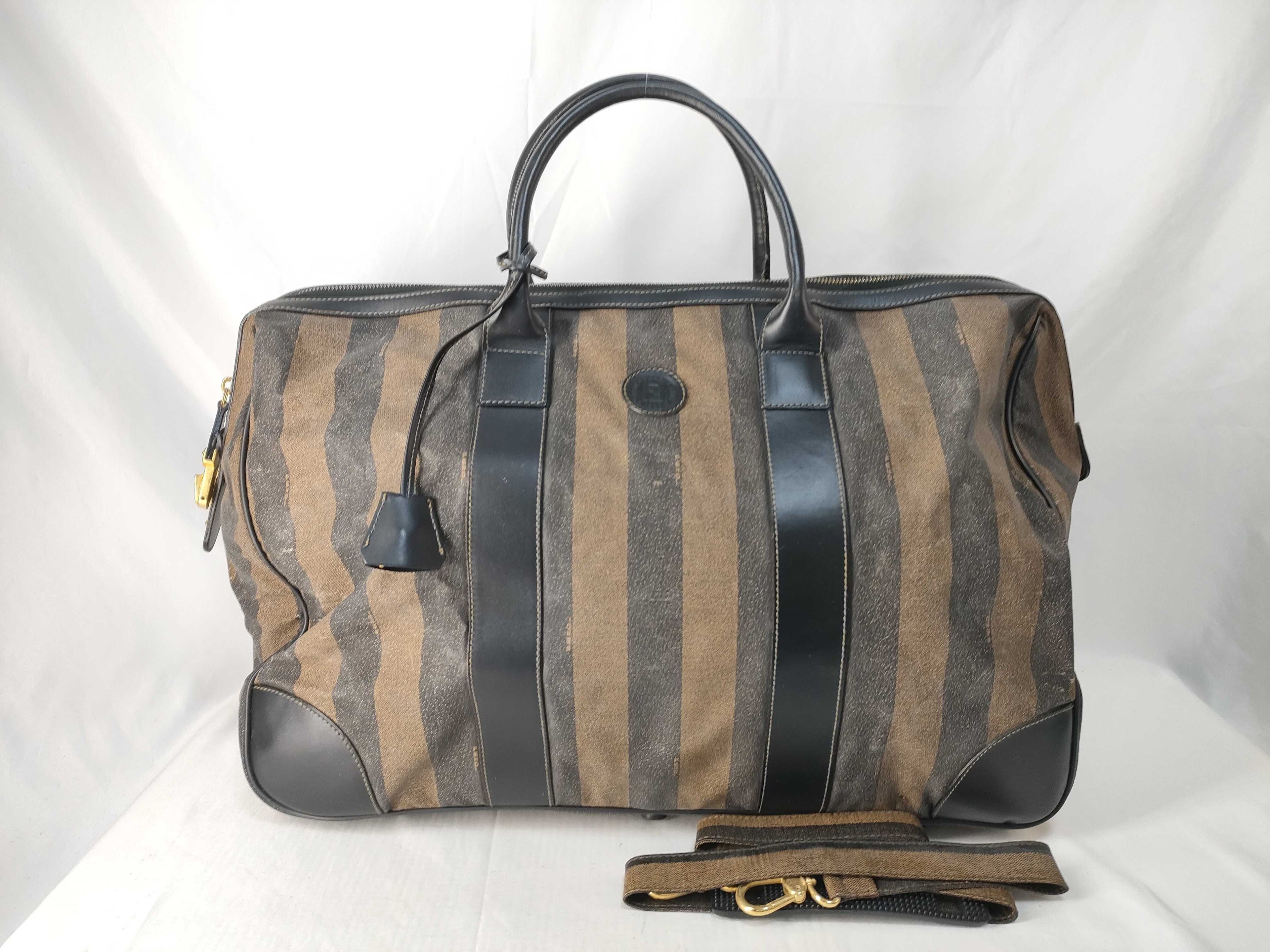 Fendi brown Pequin Stripe Keepall Weekend Duffel bag