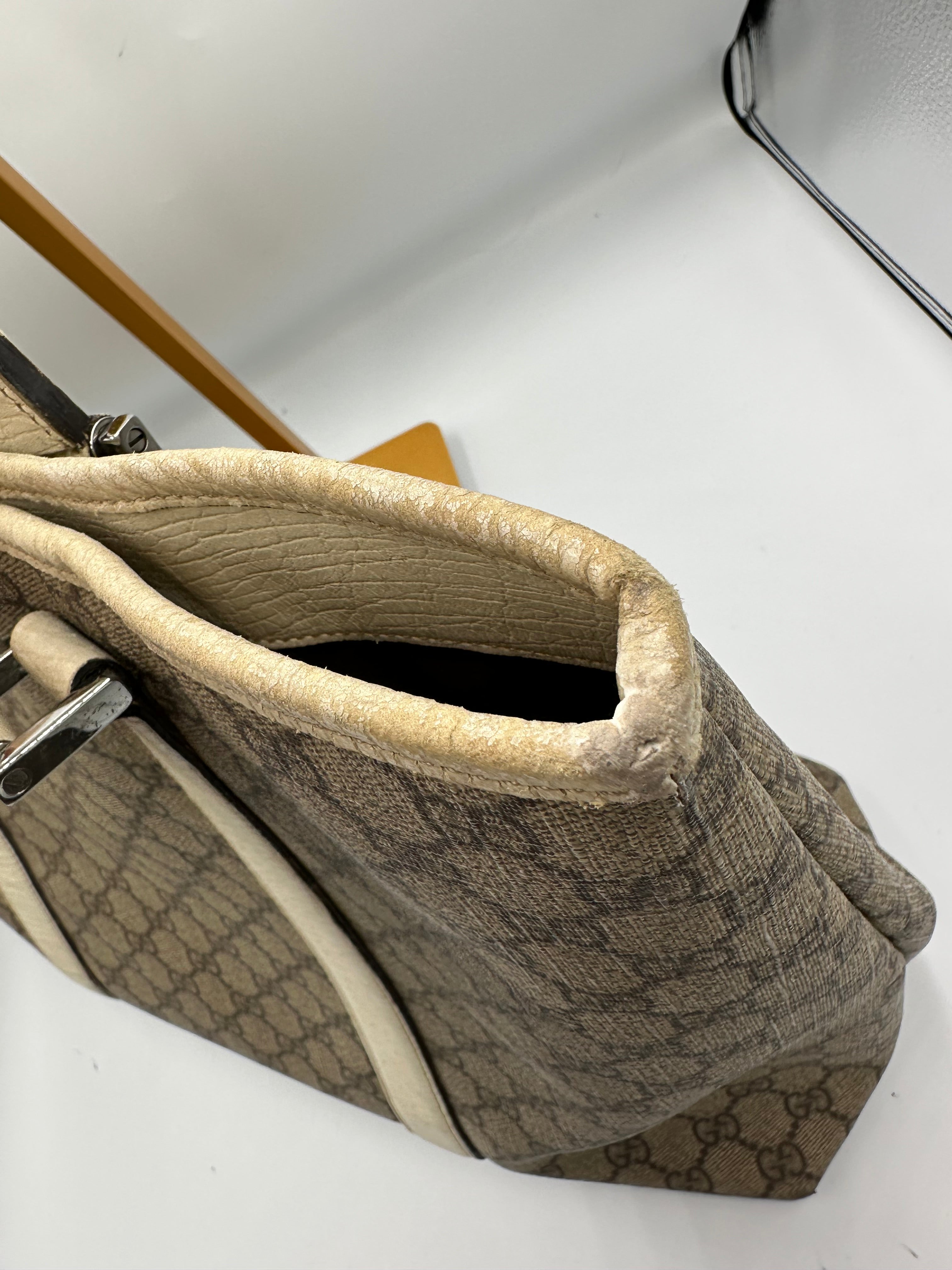 Vintage Gucci GG Supreme Joy Tote Bag in leather