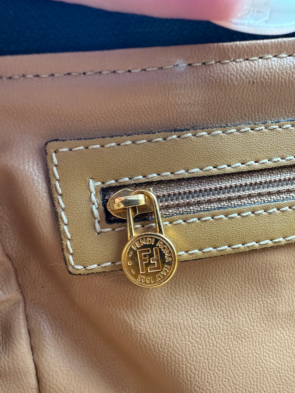 Fendi monogram boston bag in satin navy