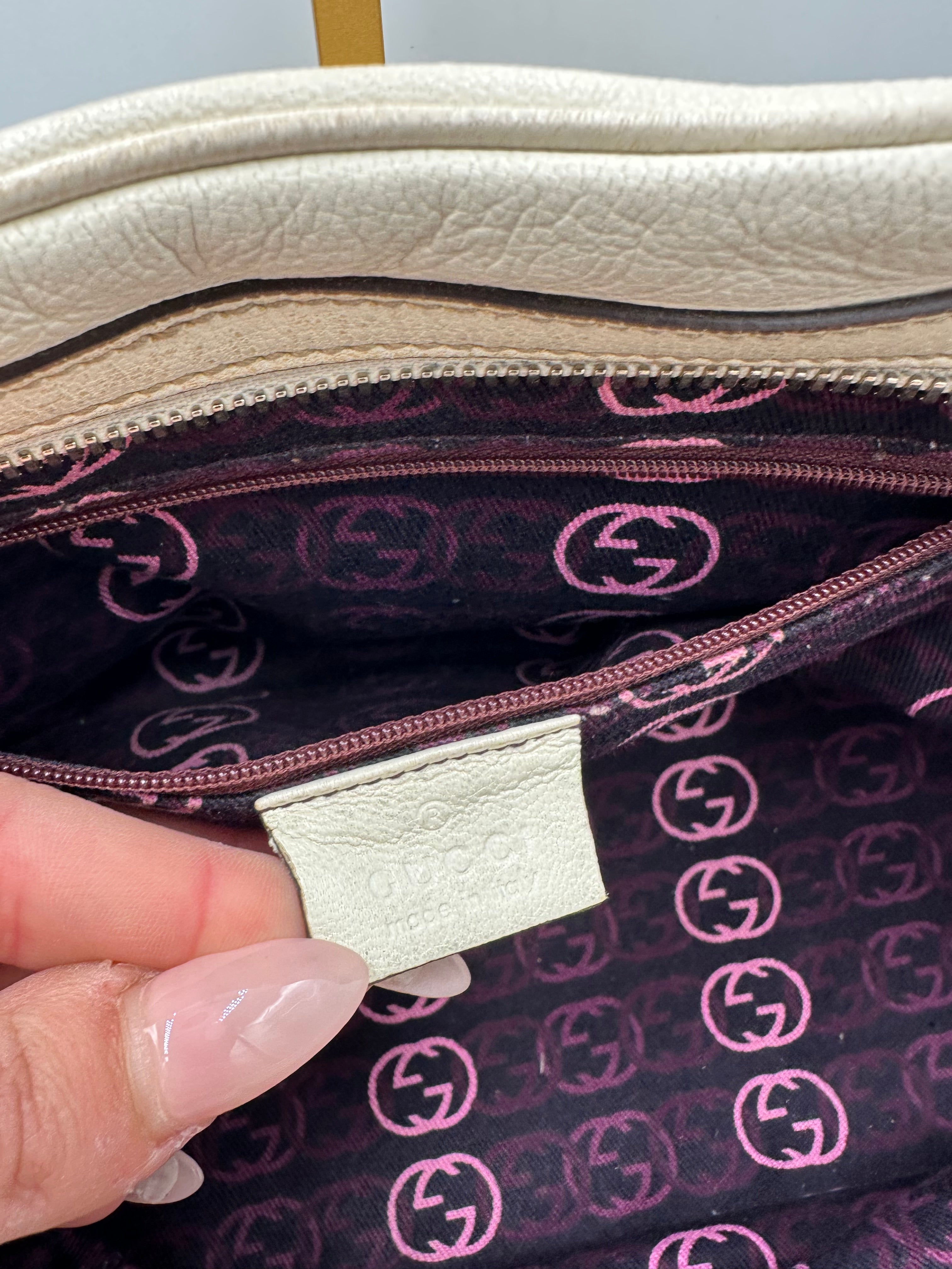 Gucci Princy Boston white leather shoulder bag