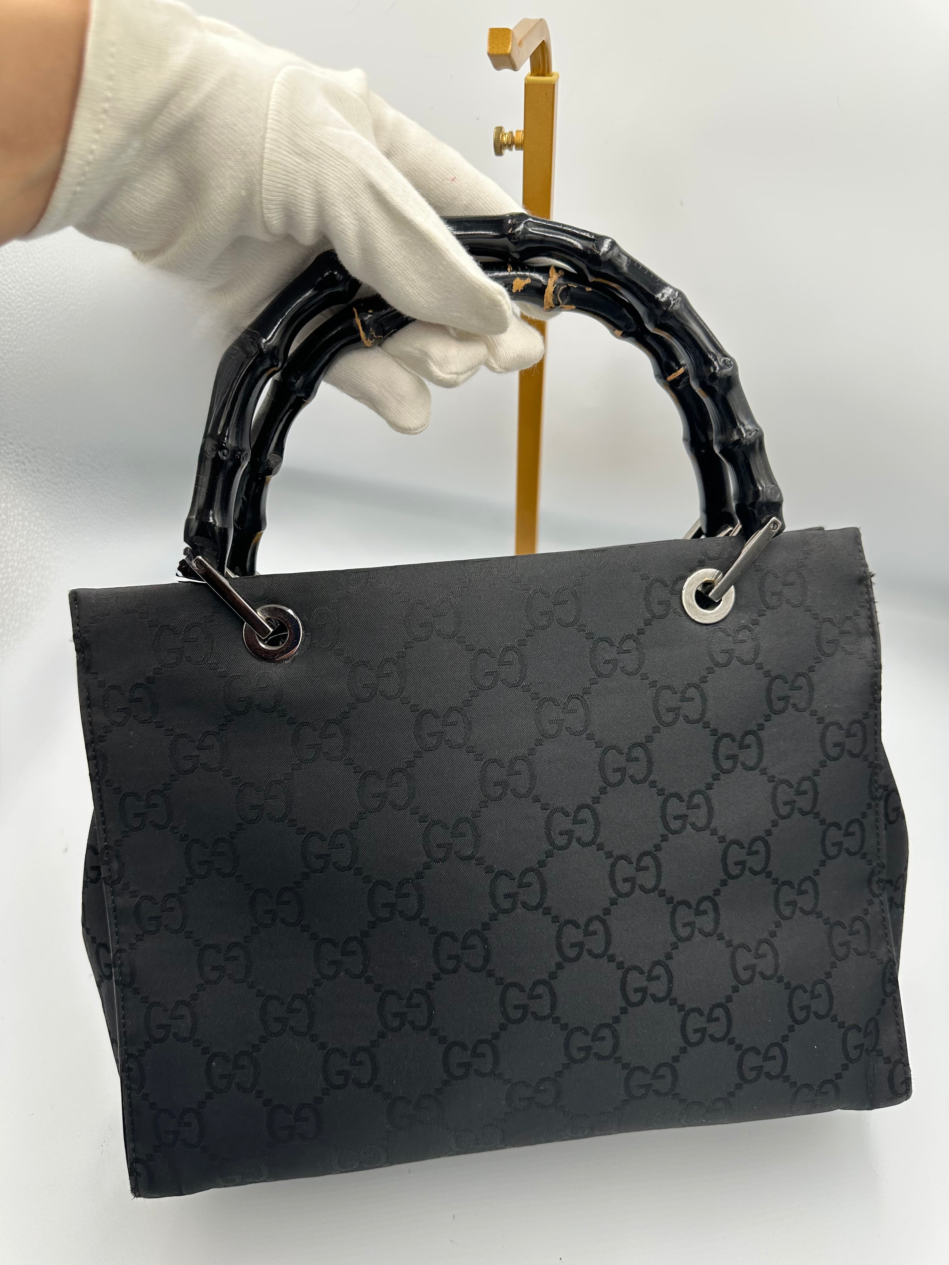 Gucci Tom Ford black monogram GG bamboo handbag