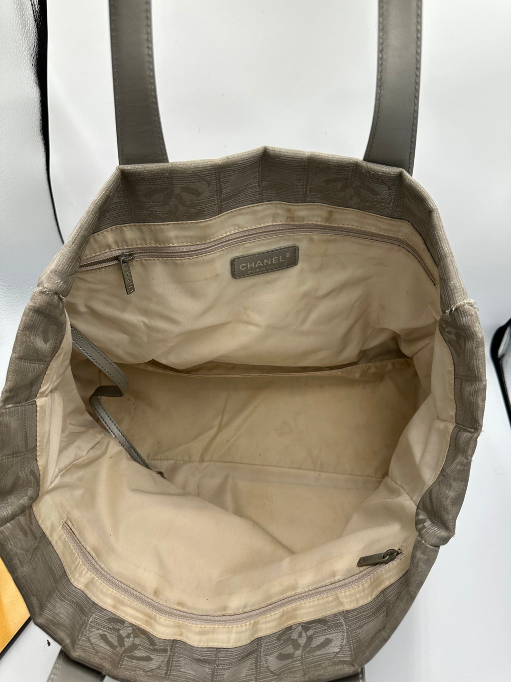 Chanel 2004 Travel Line Silver CC monogram tote bag