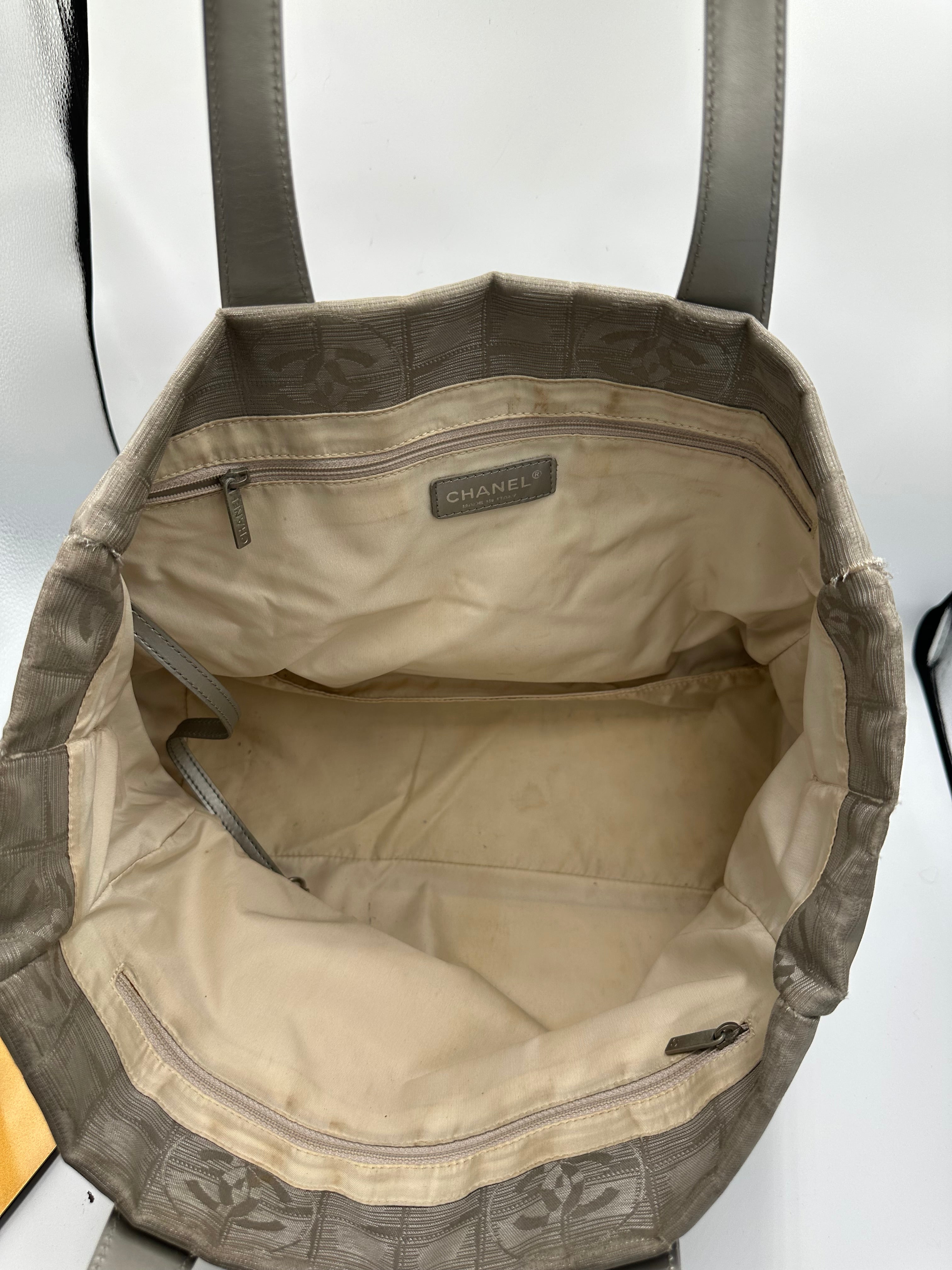 Chanel 2004 Travel Line Silver CC monogram tote bag
