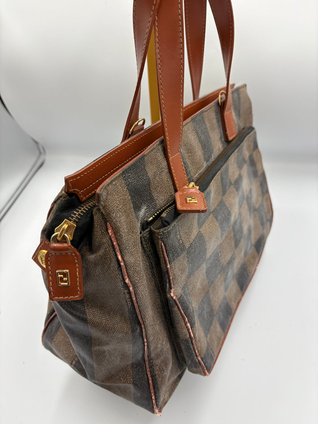 Vintage 1990 Fendi by Karl Lagerfeld Pequin stripe shoulder bag
