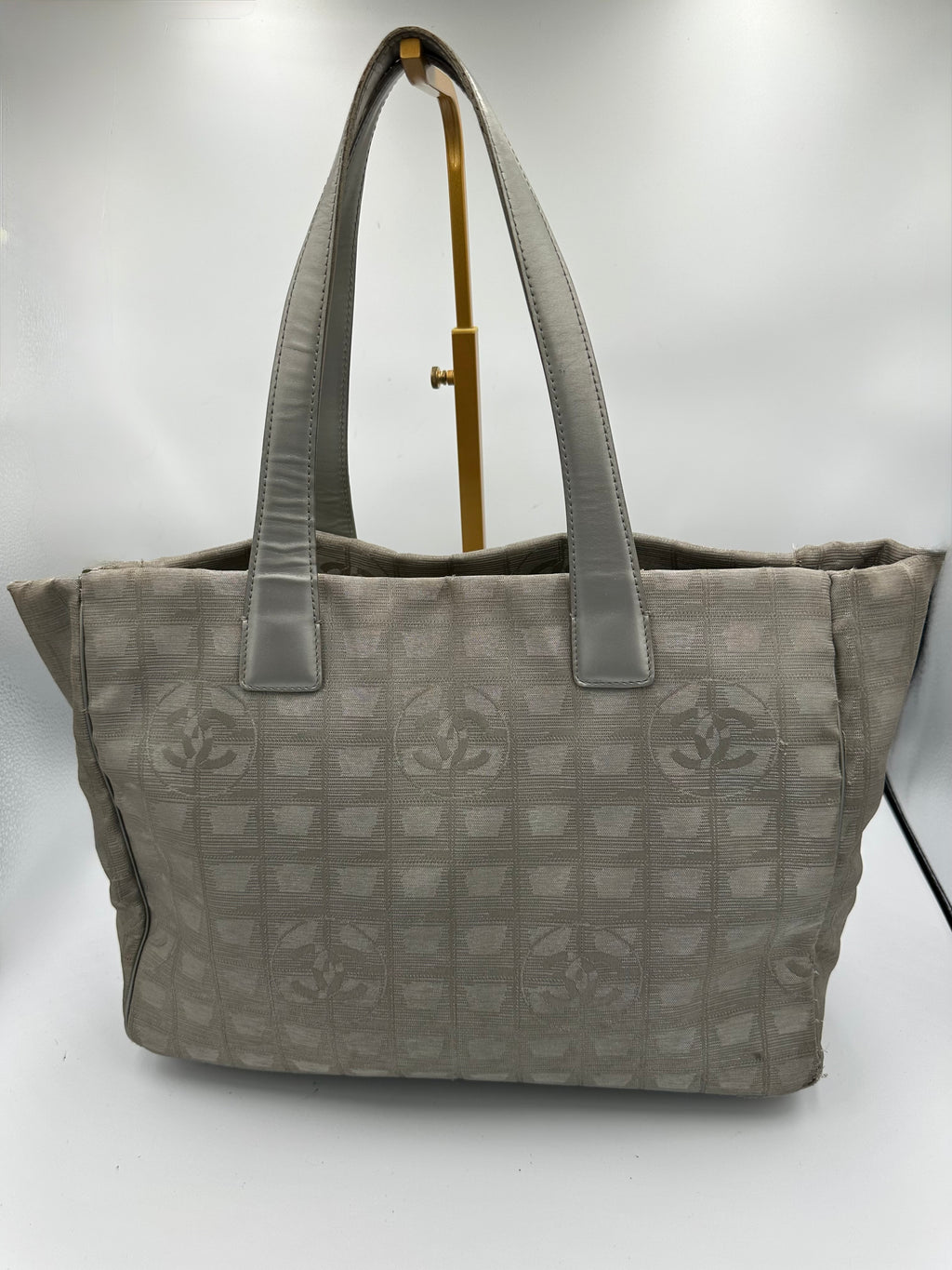 Chanel 2004 Travel Line Silver CC monogram tote bag