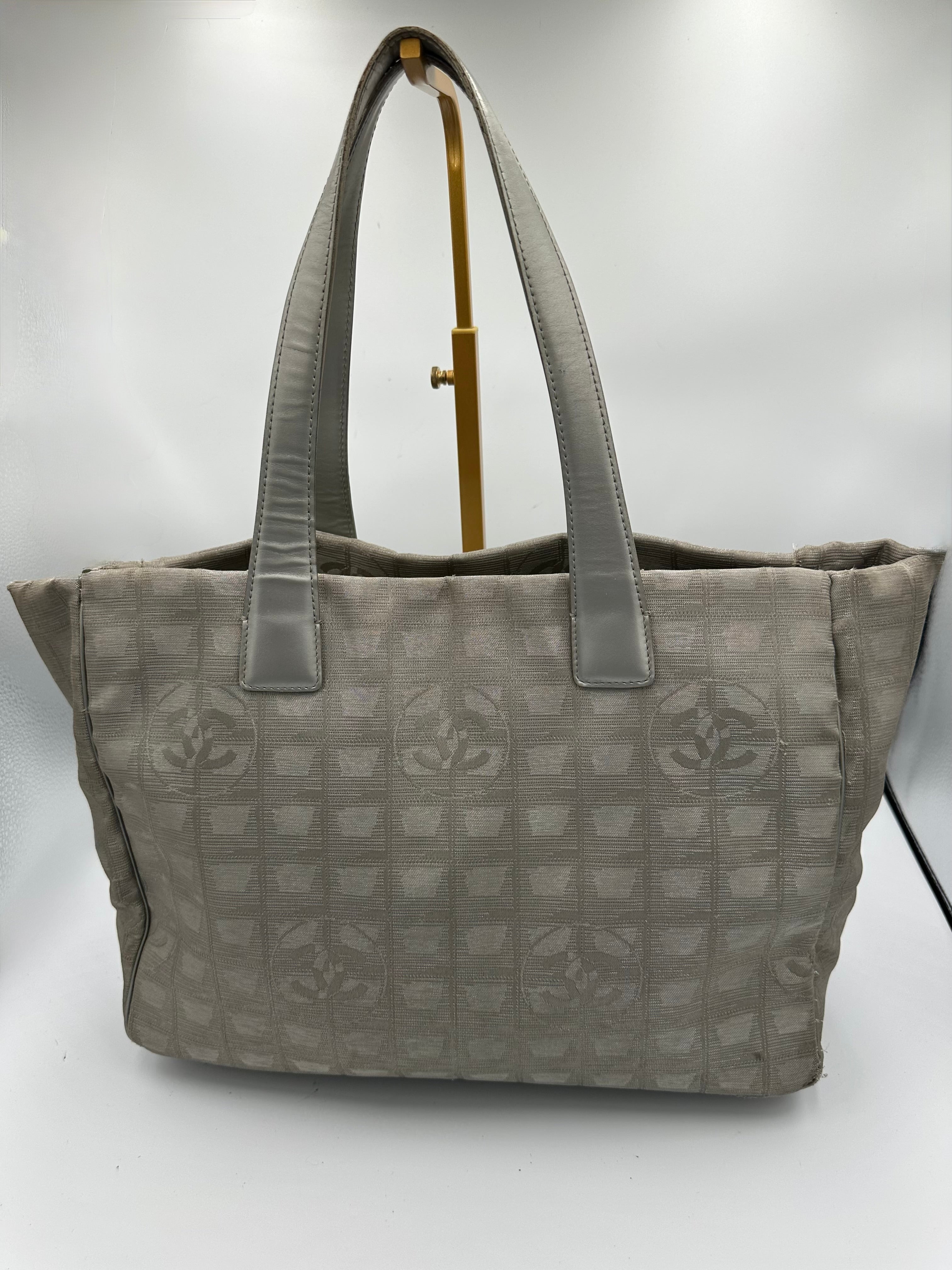 Chanel 2004 Travel Line Silver CC monogram tote bag