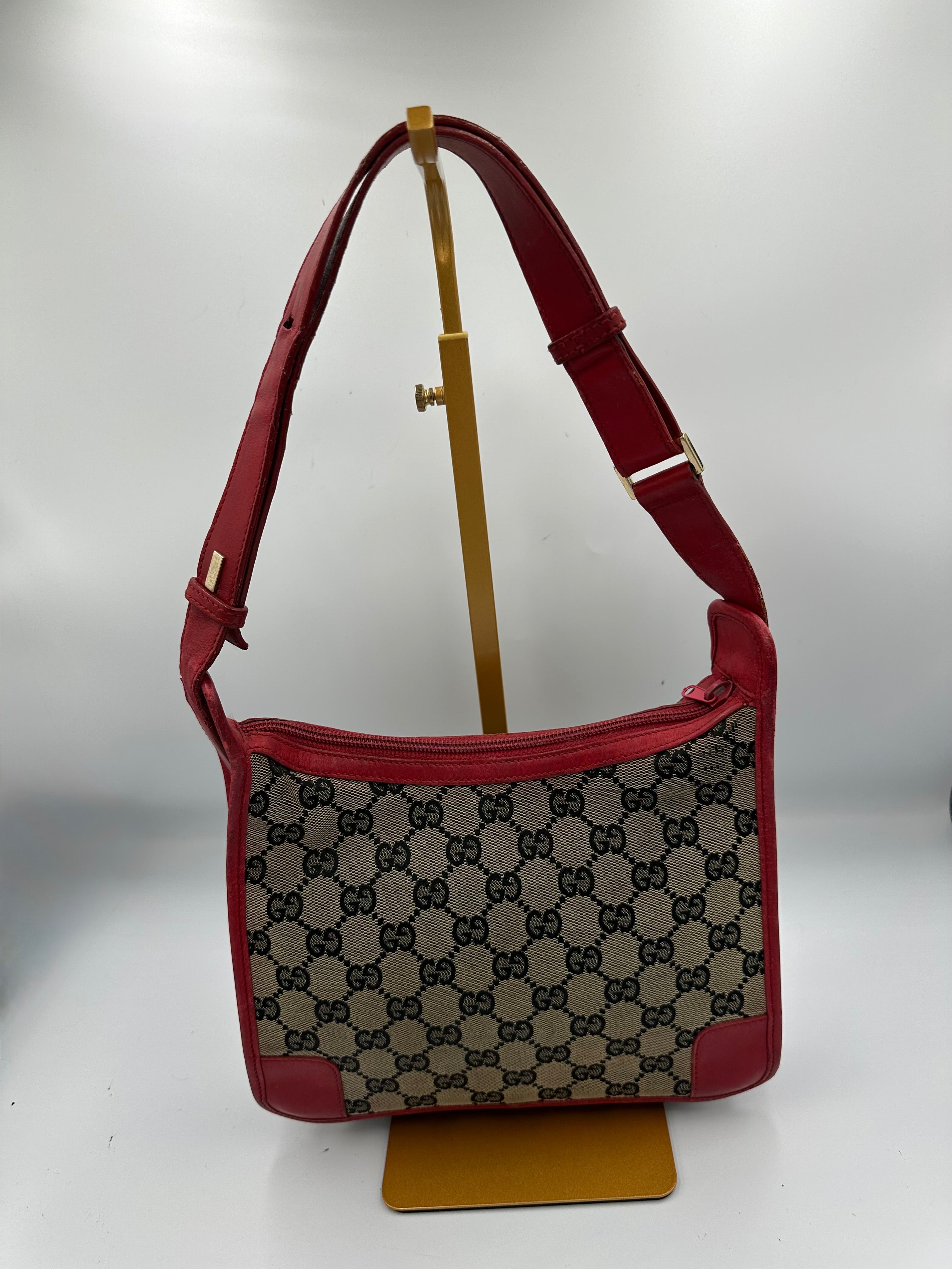 Vintage Gucci GG supreme monogram cherry red shoulder bag