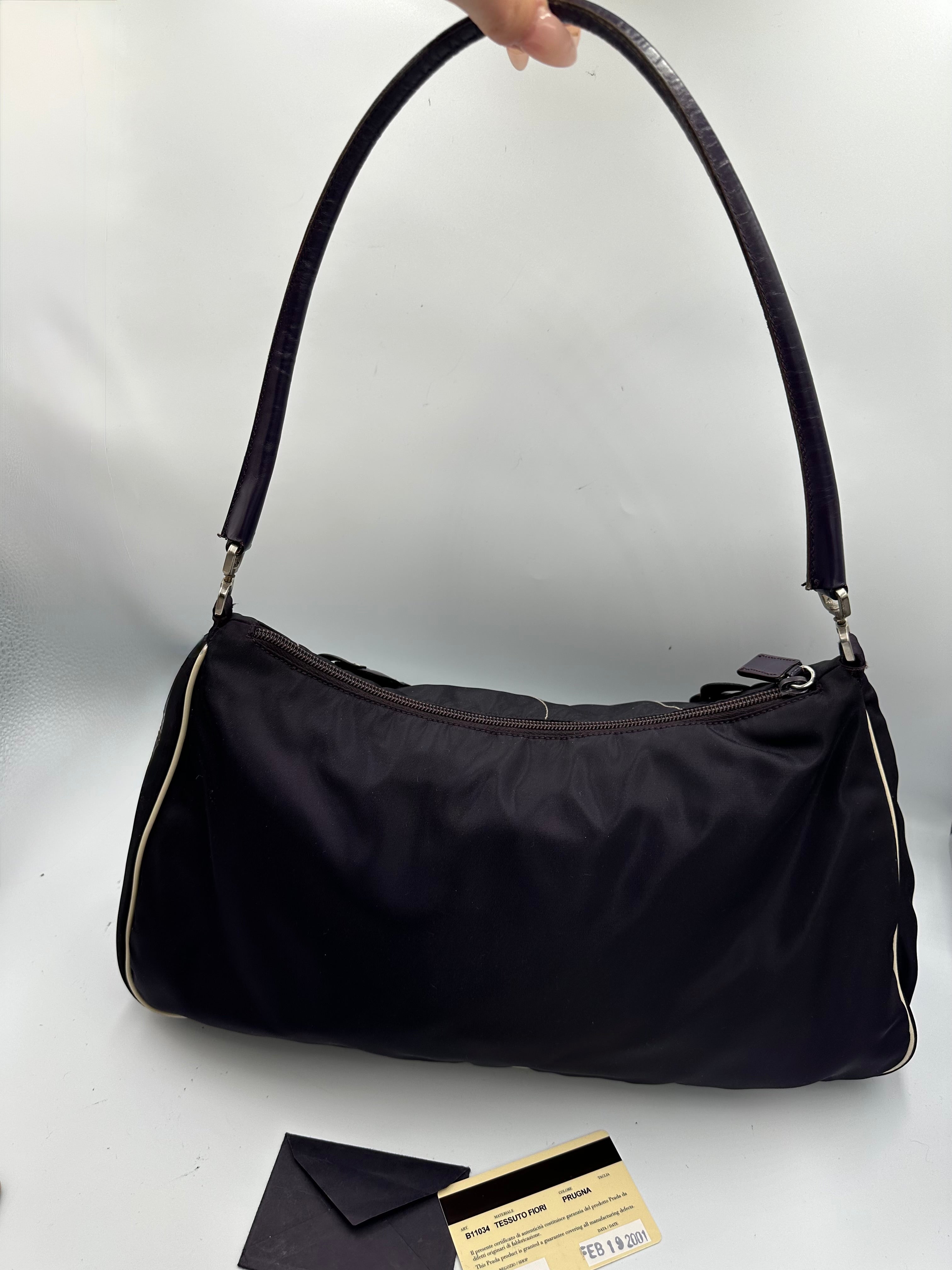 2001 Prada Galleria Nylon Flower Shoulder Bag
