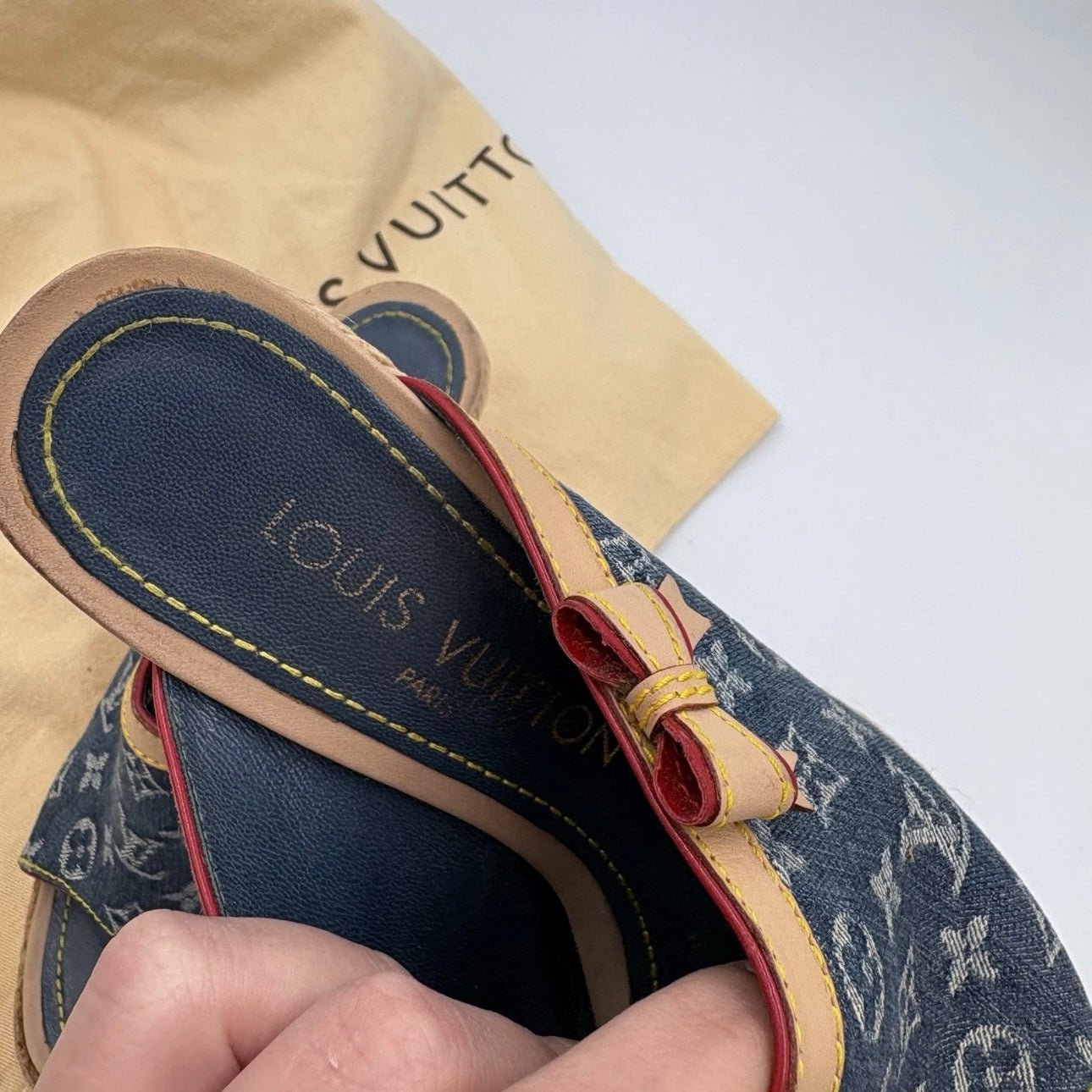 Louis Vuitton denim wedges