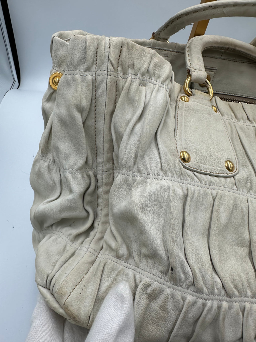 Rare Prada Gaufre gathered leather bag