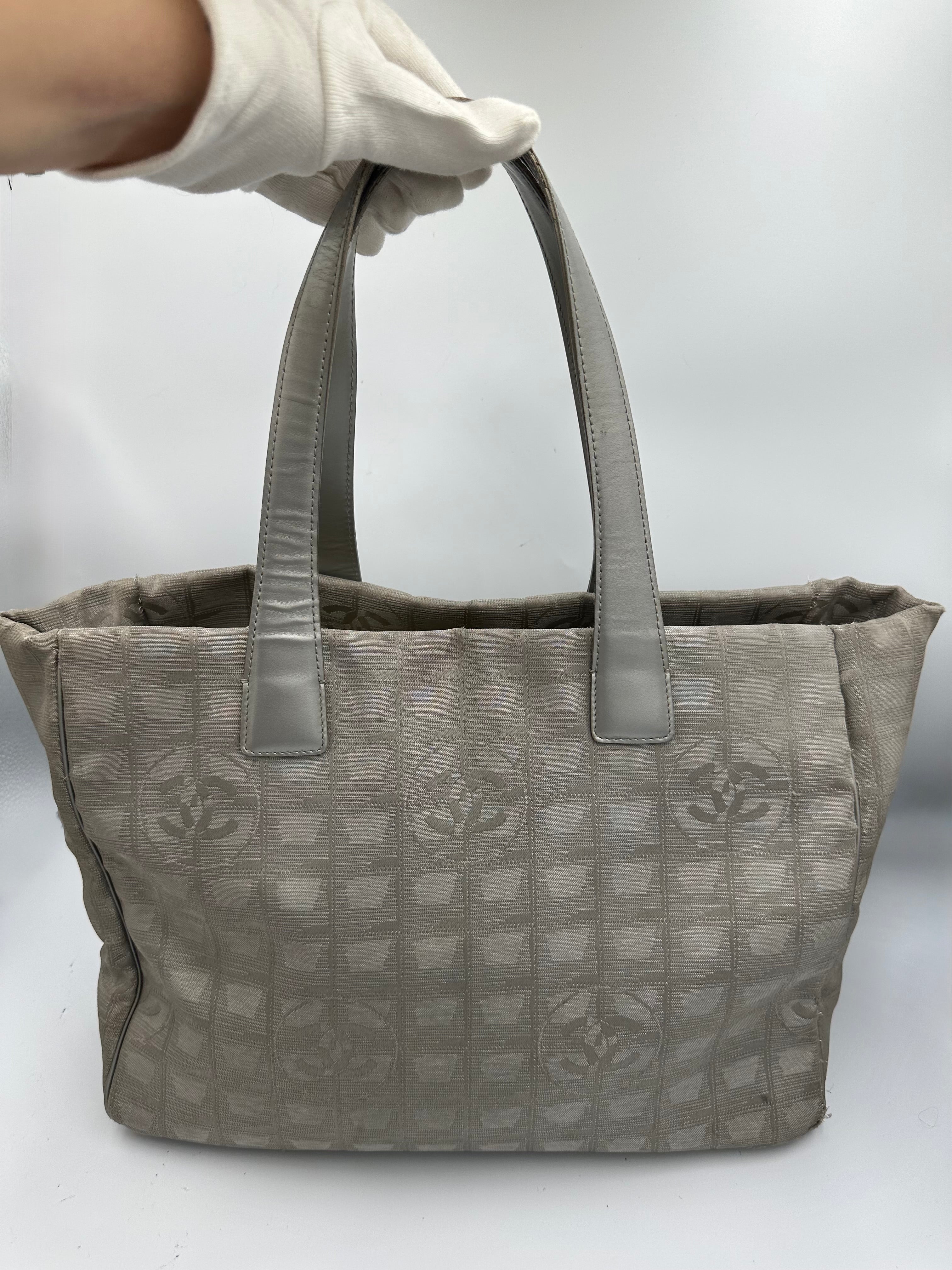 Chanel 2004 Travel Line Silver CC monogram tote bag