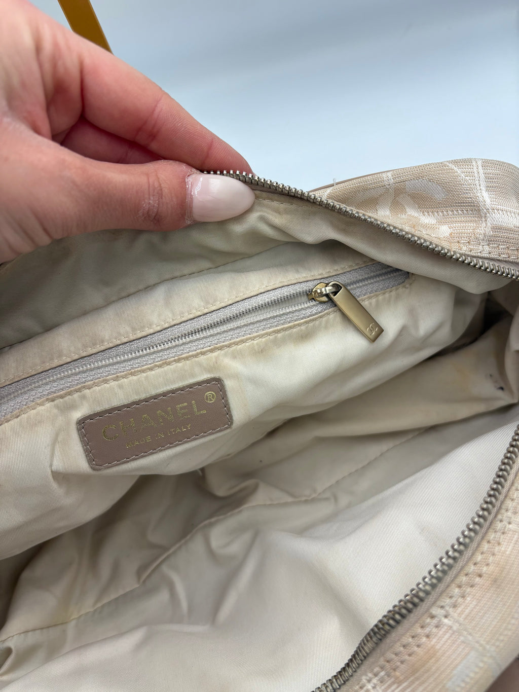 2003 Chanel Travel Line Boston Bag in Beige