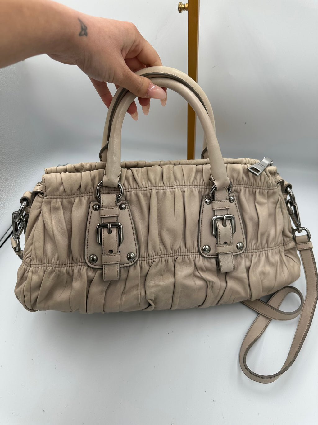 Prada Nappa Gaufre gathered leather bag