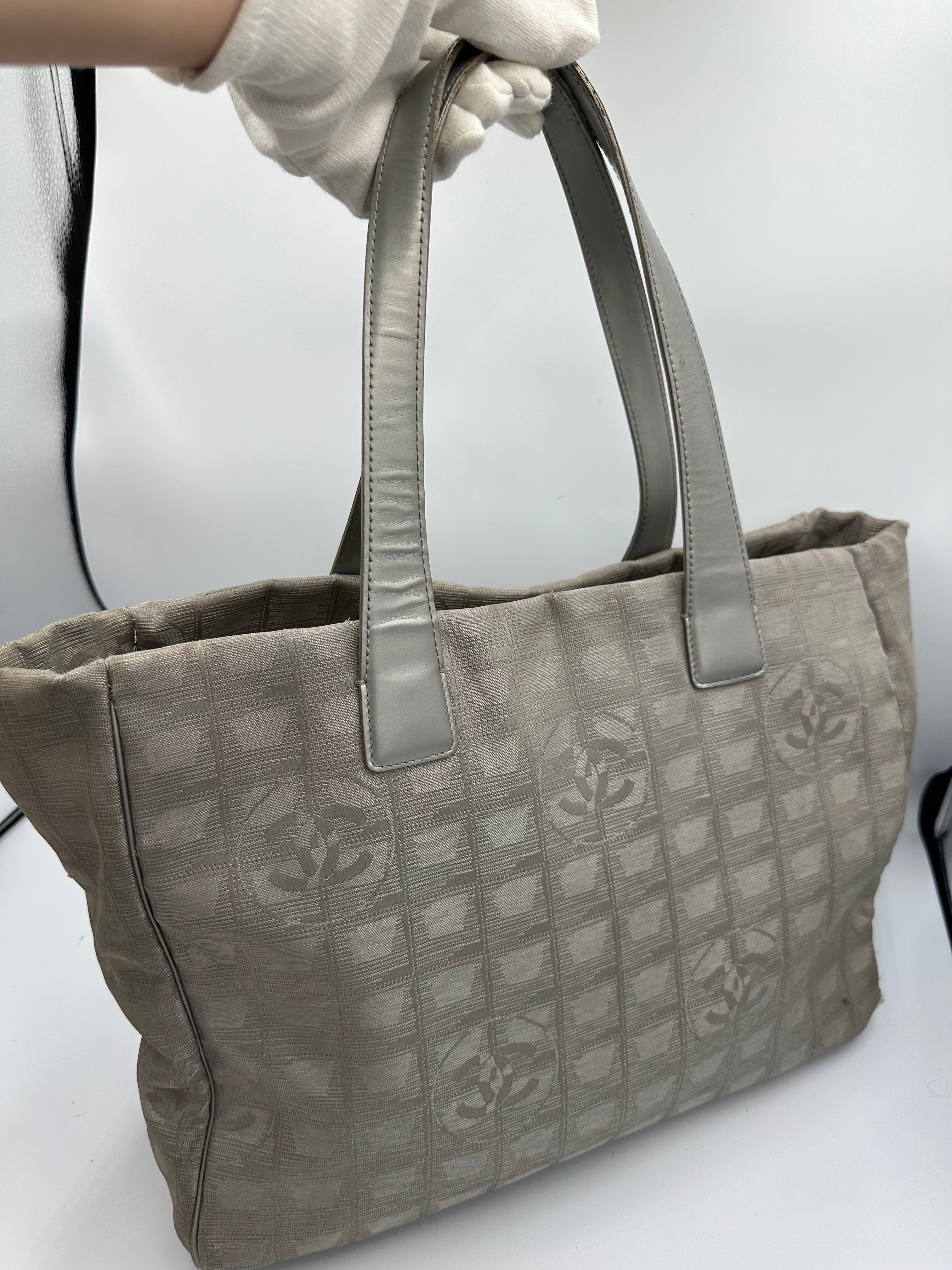 Chanel 2004 Travel Line Silver CC monogram tote bag
