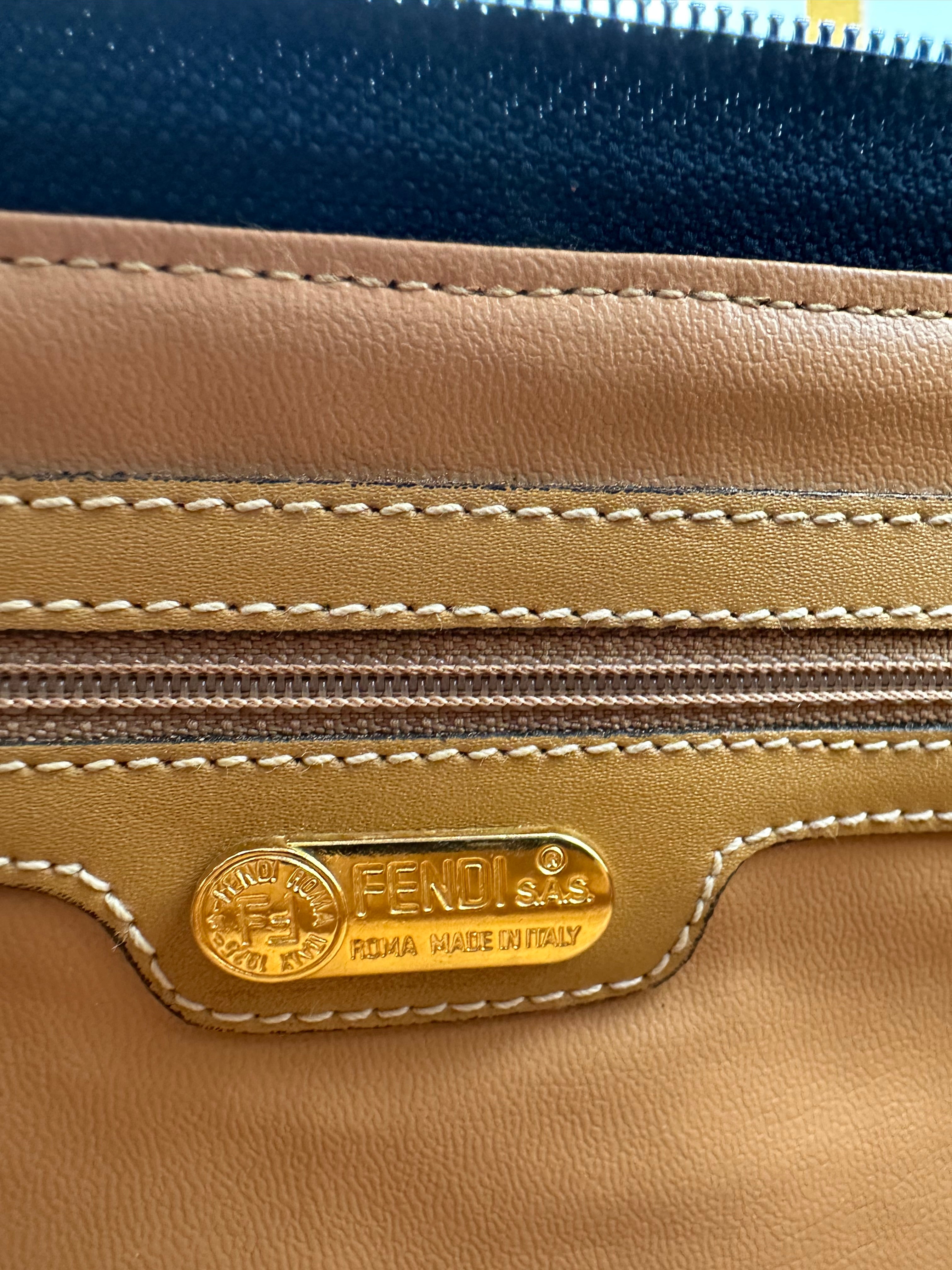 Fendi monogram boston bag in satin navy