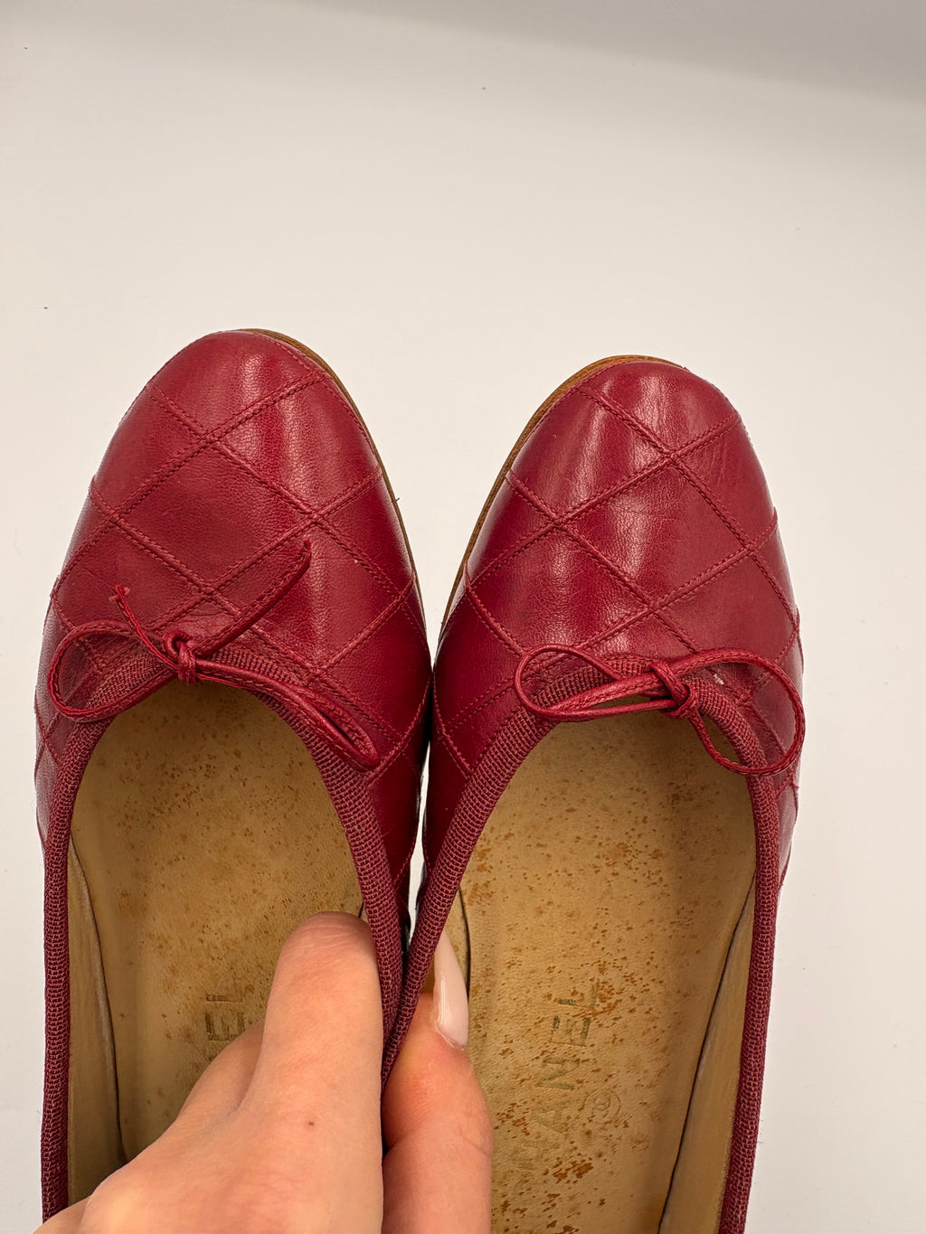Chanel burgundy leather ballet flats