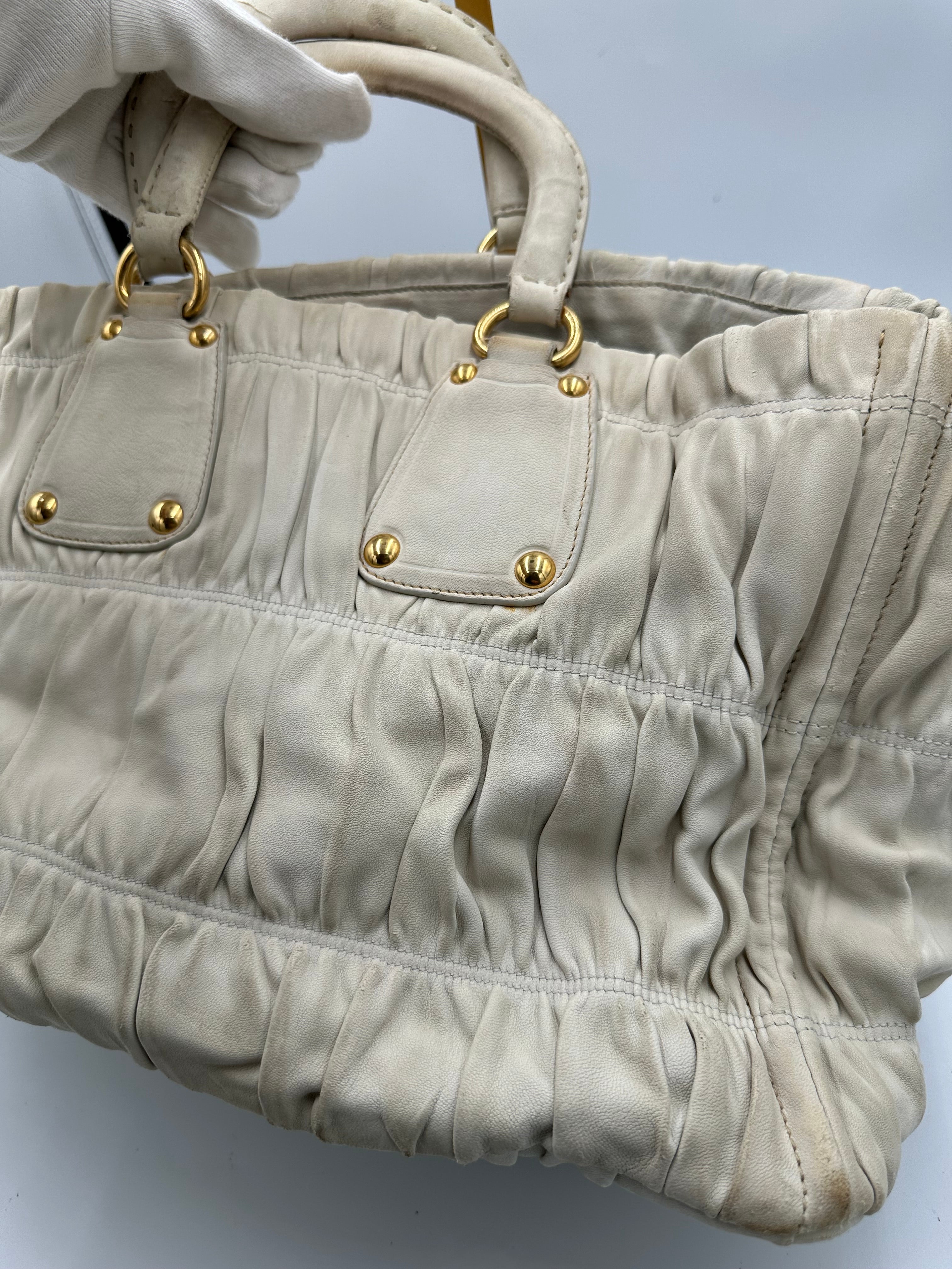 Rare Prada Gaufre gathered leather bag