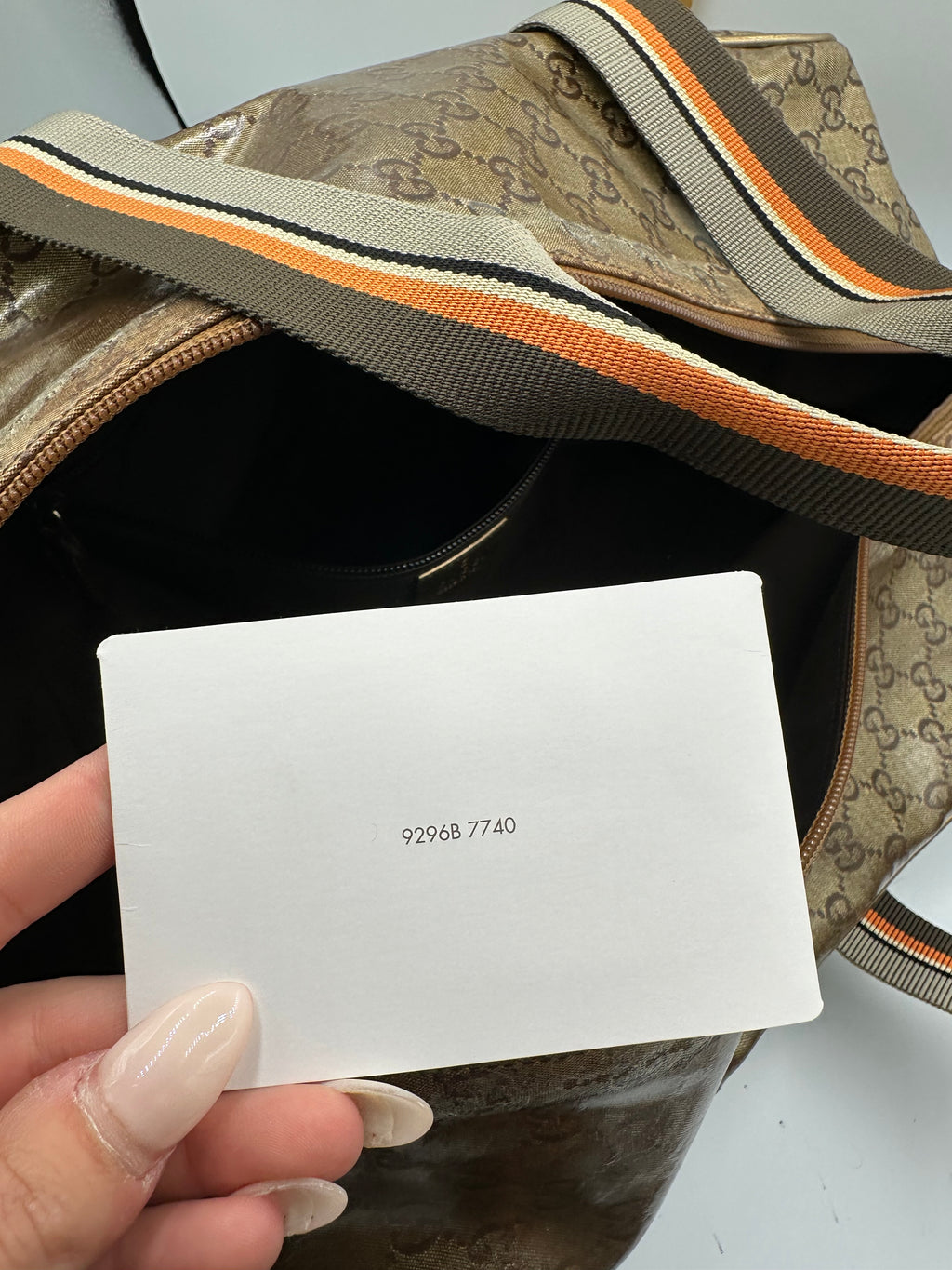 Rare 2000s Gucci bronze PVC metallic GG monogram pattern duffel bag
