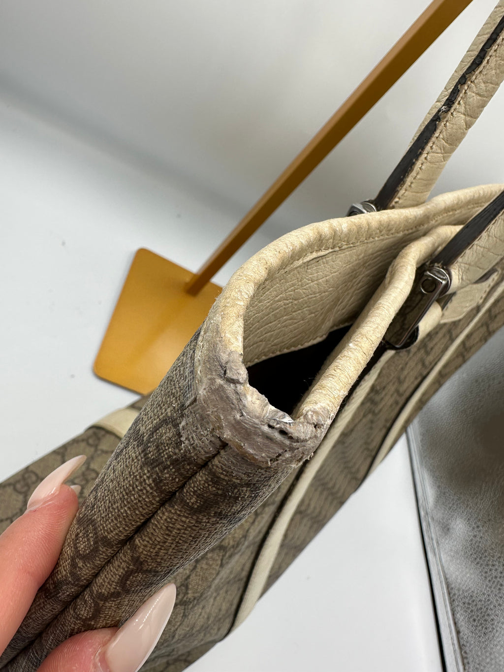Vintage Gucci GG Supreme Joy Tote Bag in leather
