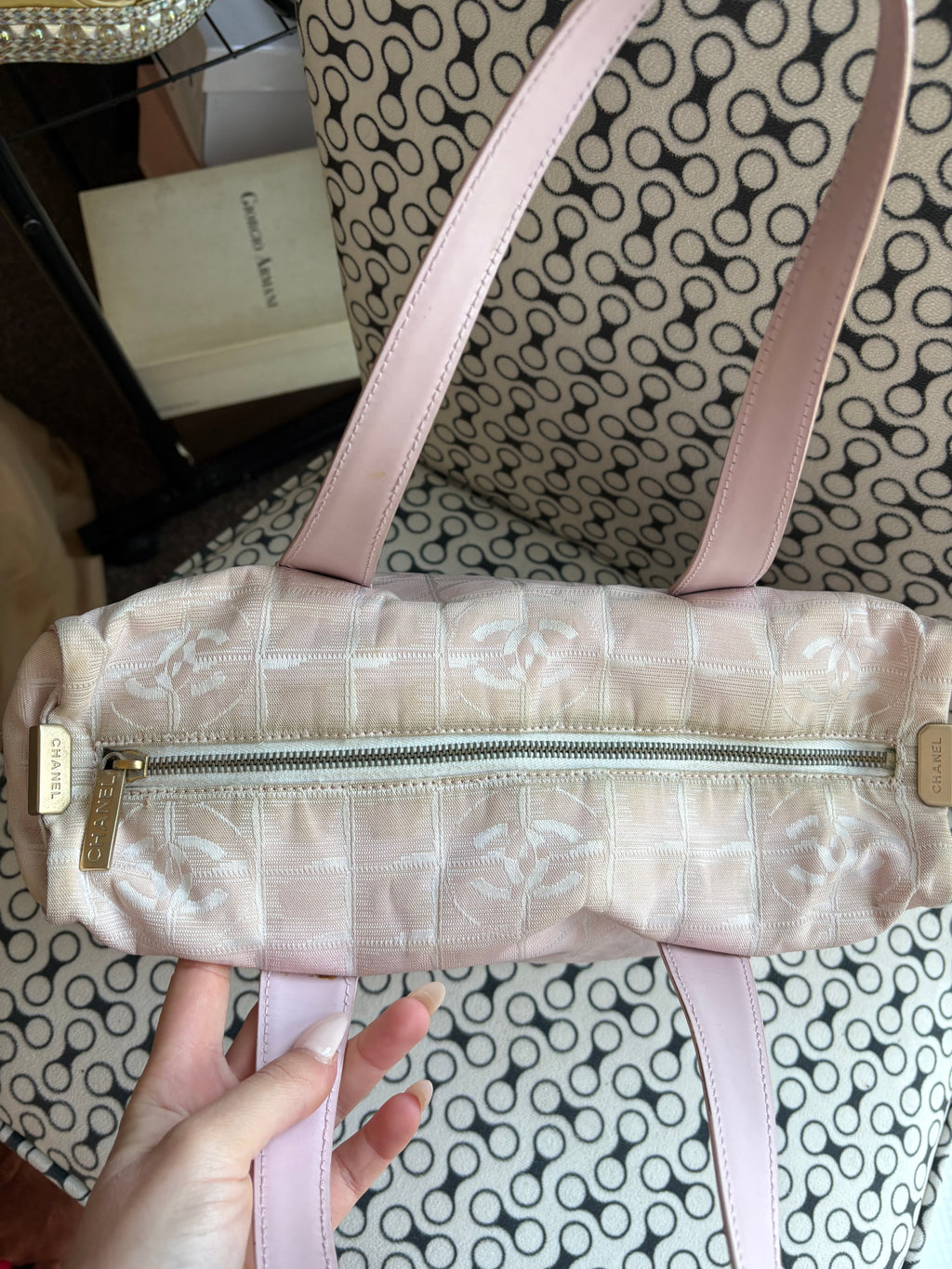 Chanel Travel Line blush pink tote bag from circa 2004