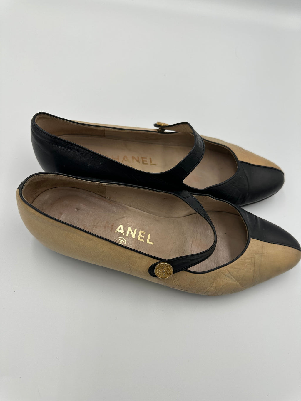 Chanel Two Tone Vintage Mary Jane pumps