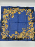 Celine Silk Triomph navy and gold scarf
