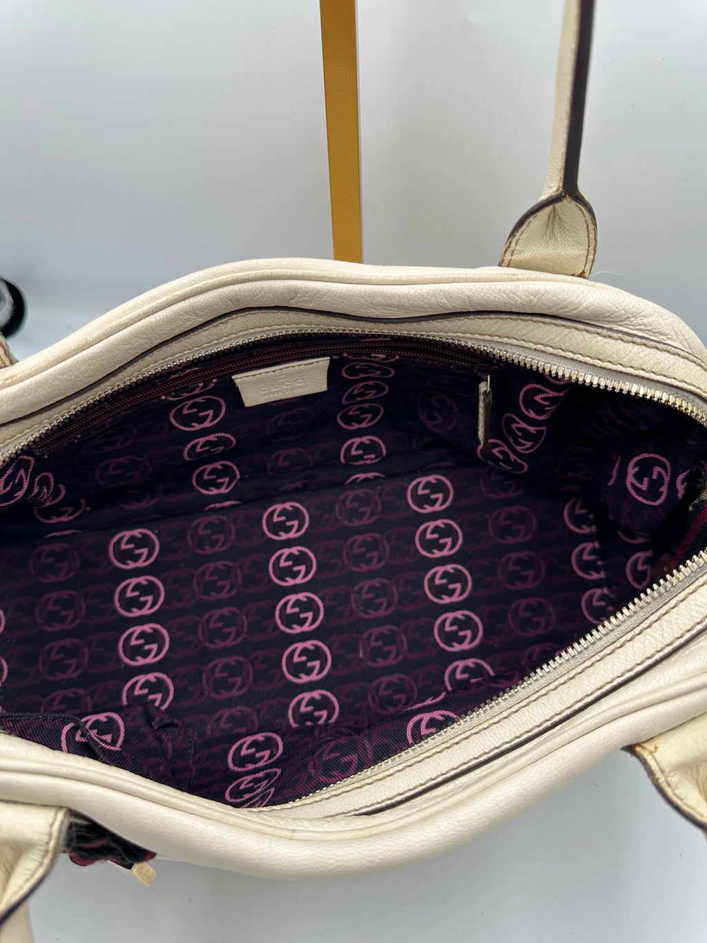 Gucci Princy Boston white leather shoulder bag