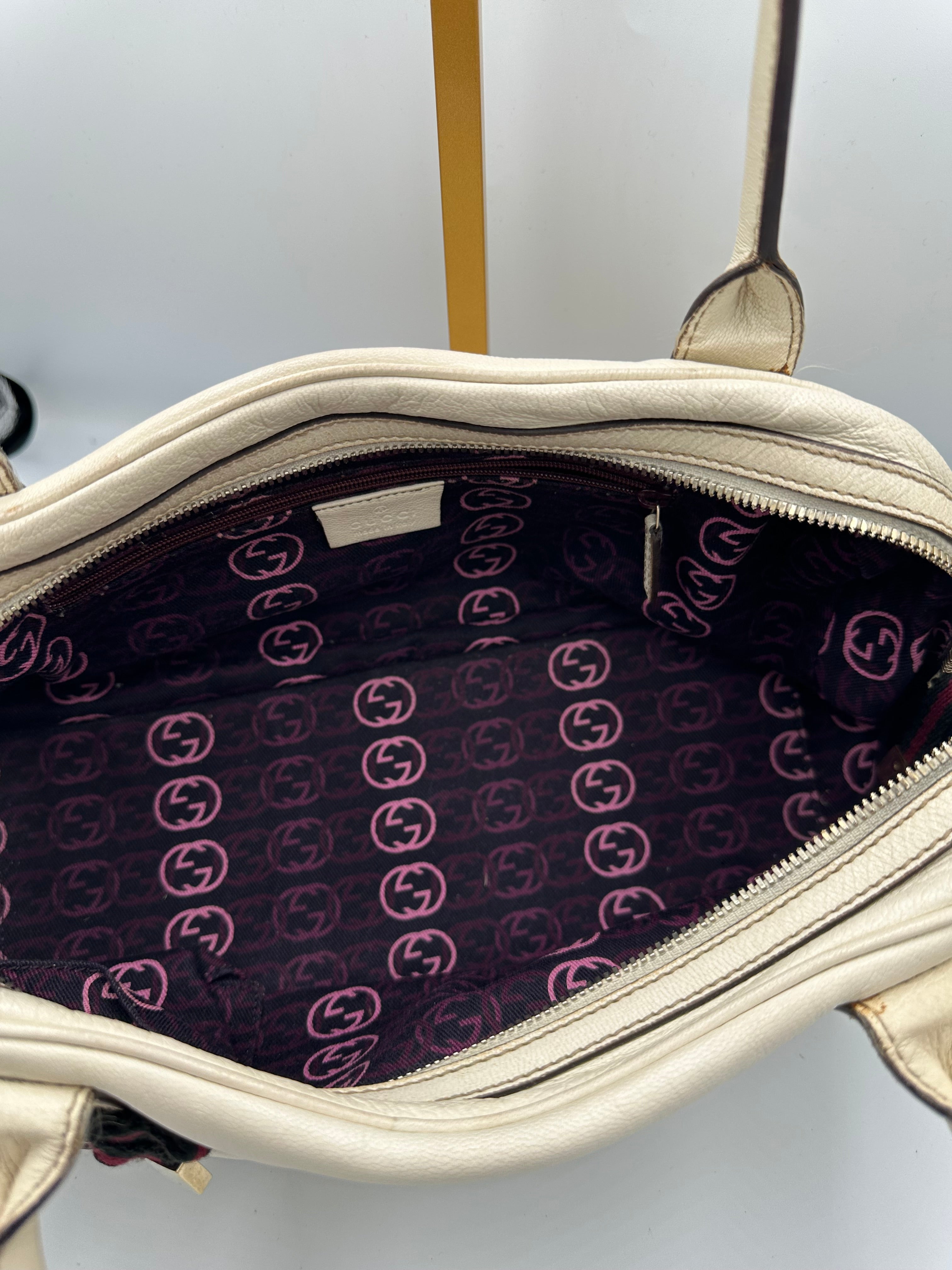 Gucci Princy Boston white leather shoulder bag