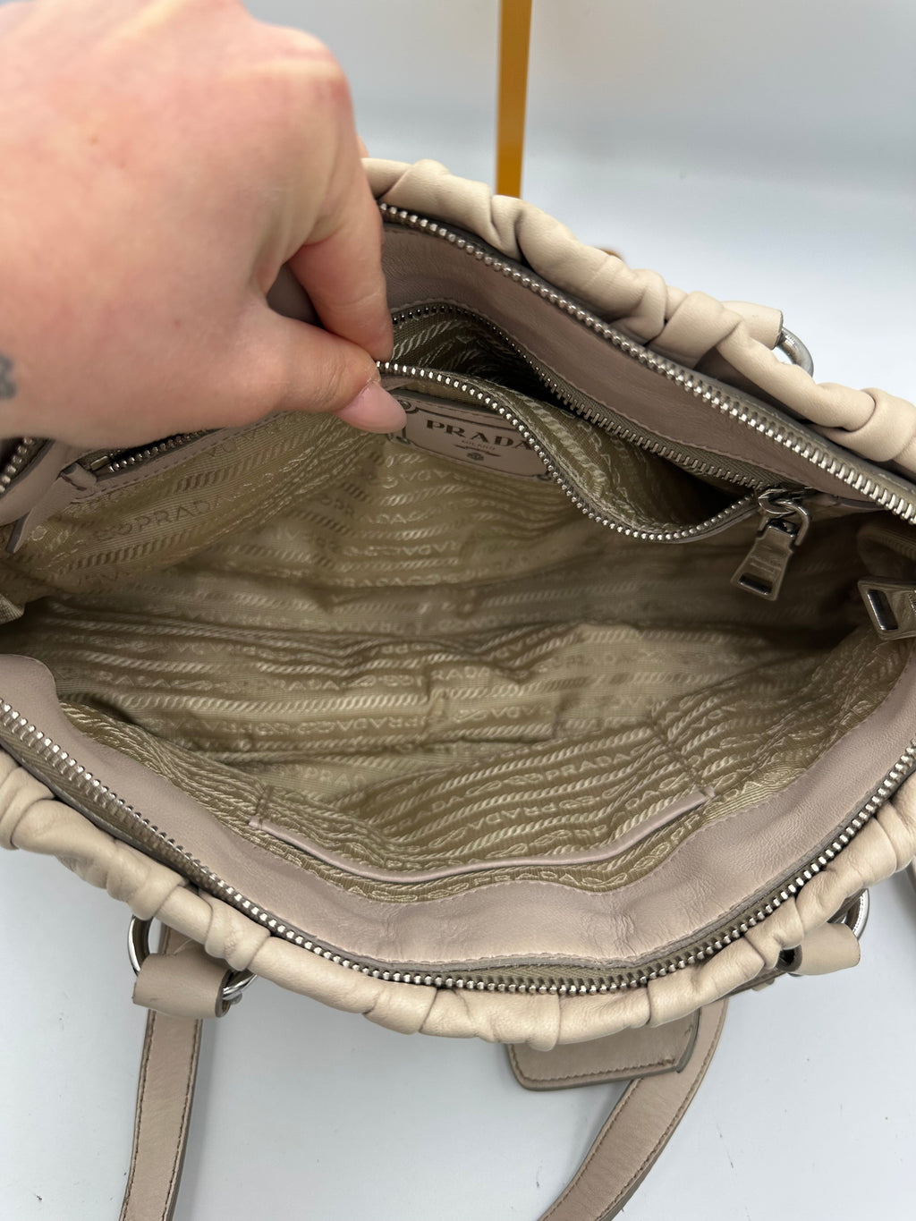 Prada Nappa Gaufre gathered leather bag