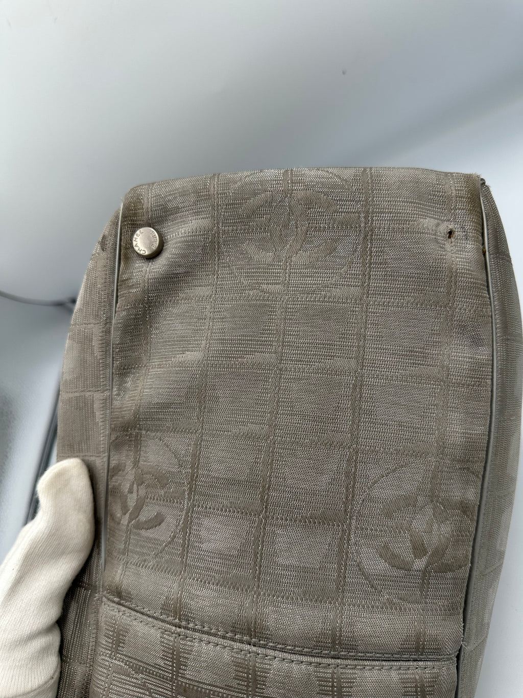 Chanel 2004 Travel Line Silver CC monogram tote bag