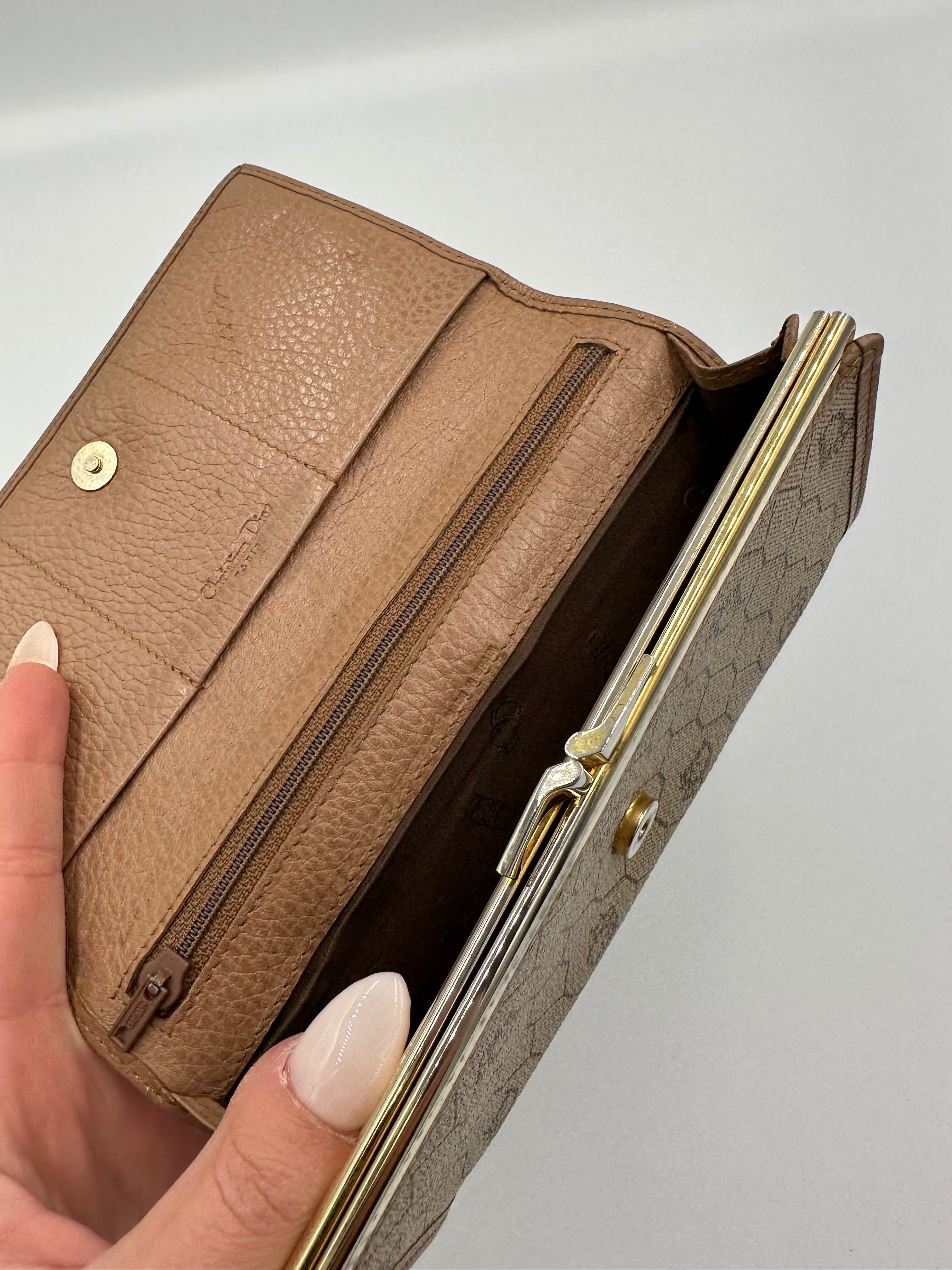 Christian Dior 80s rare beige honeycomb wallet