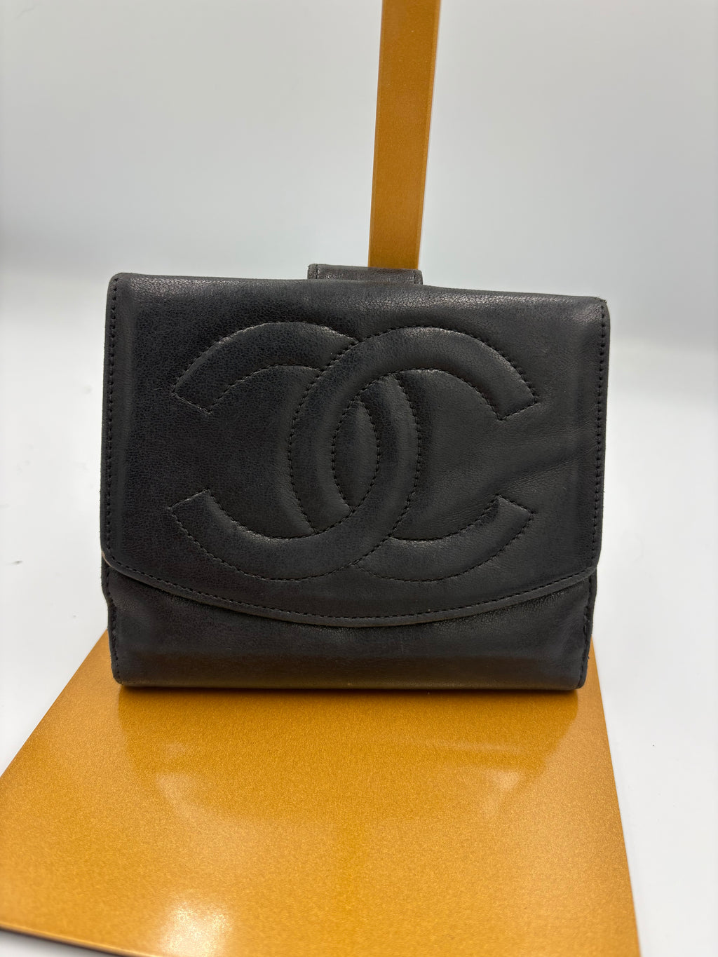 Chanel Timeless black lambskin leather bifold quilted Wallet