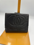 Chanel Timeless black lambskin leather bifold quilted Wallet