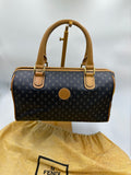 Fendi monogram boston bag in satin navy